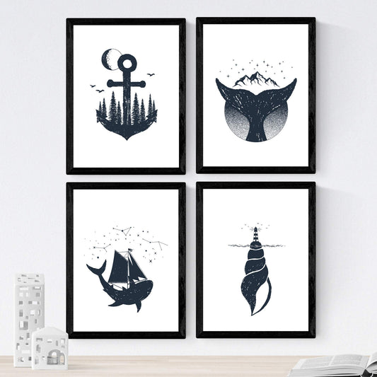 Set de 4 láminas de Mar, en .-Artwork-Nacnic-Nacnic Estudio SL