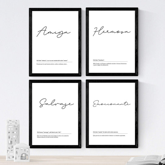 Set de 4 láminas de Palabras De Hermana, en , Poster papel 250 gr.-Artwork-Nacnic-Nacnic Estudio SL