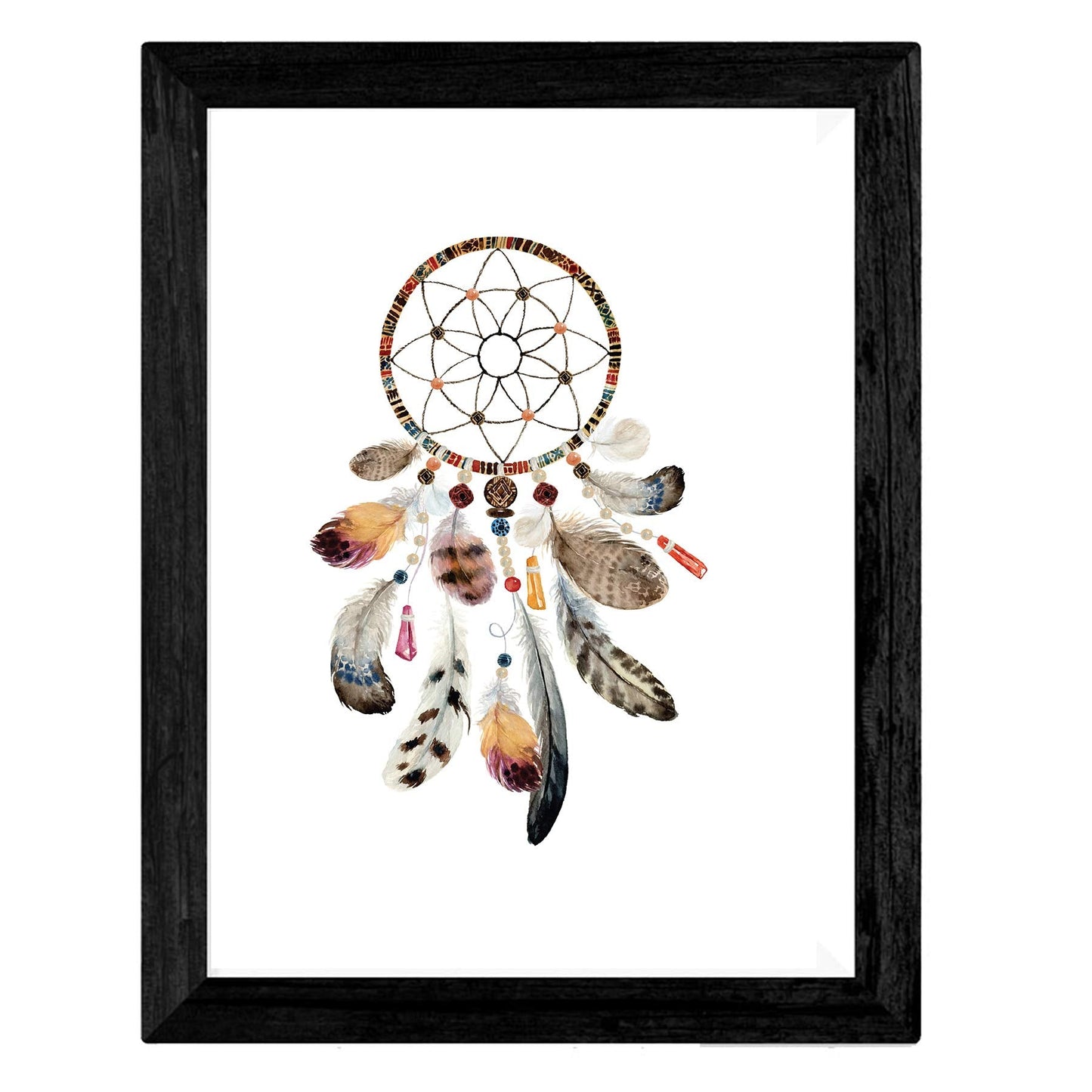 Set de 4 láminas de Plumas De Colores Y Flores Boho, en .-Artwork-Nacnic-Nacnic Estudio SL