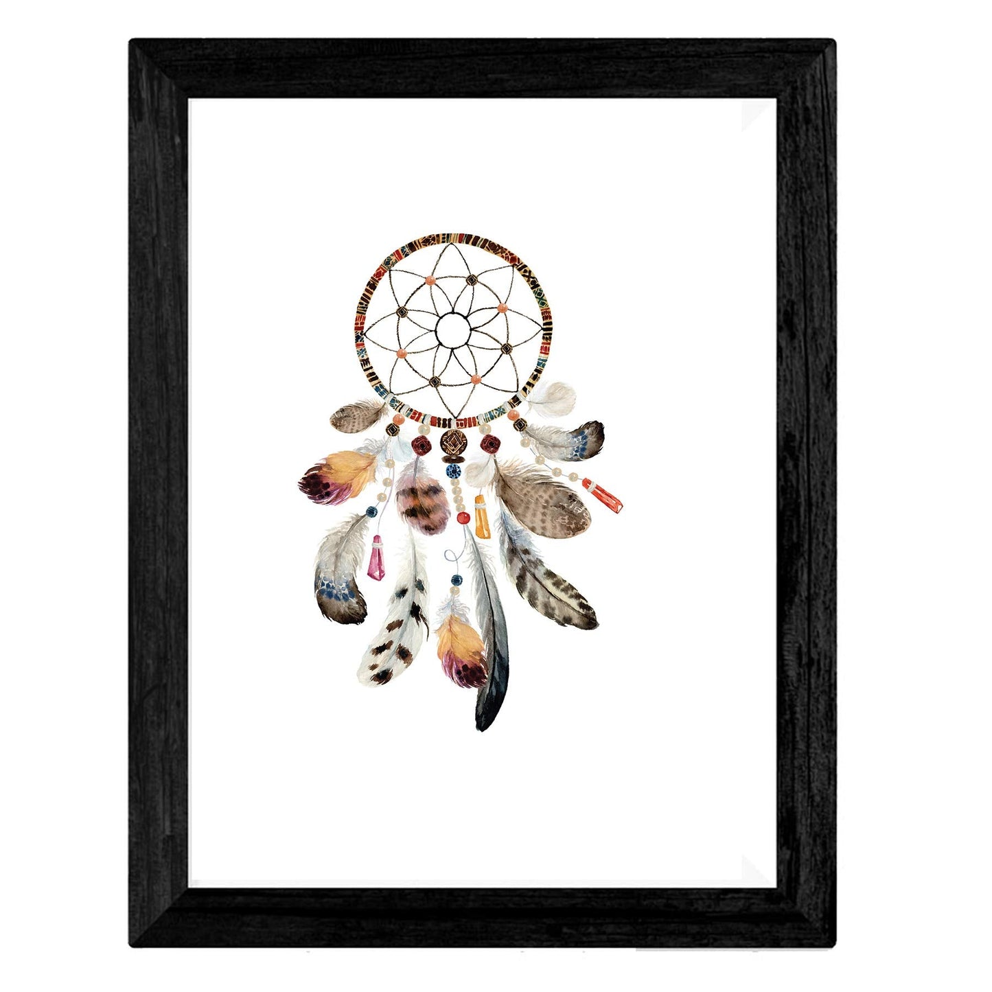 Set de 4 láminas de Plumas De Colores Y Flores Boho, en , Poster papel 250 gr.-Artwork-Nacnic-Nacnic Estudio SL