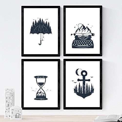 Set de 4 láminas de Tiempo En El Bosque, en .-Artwork-Nacnic-Nacnic Estudio SL