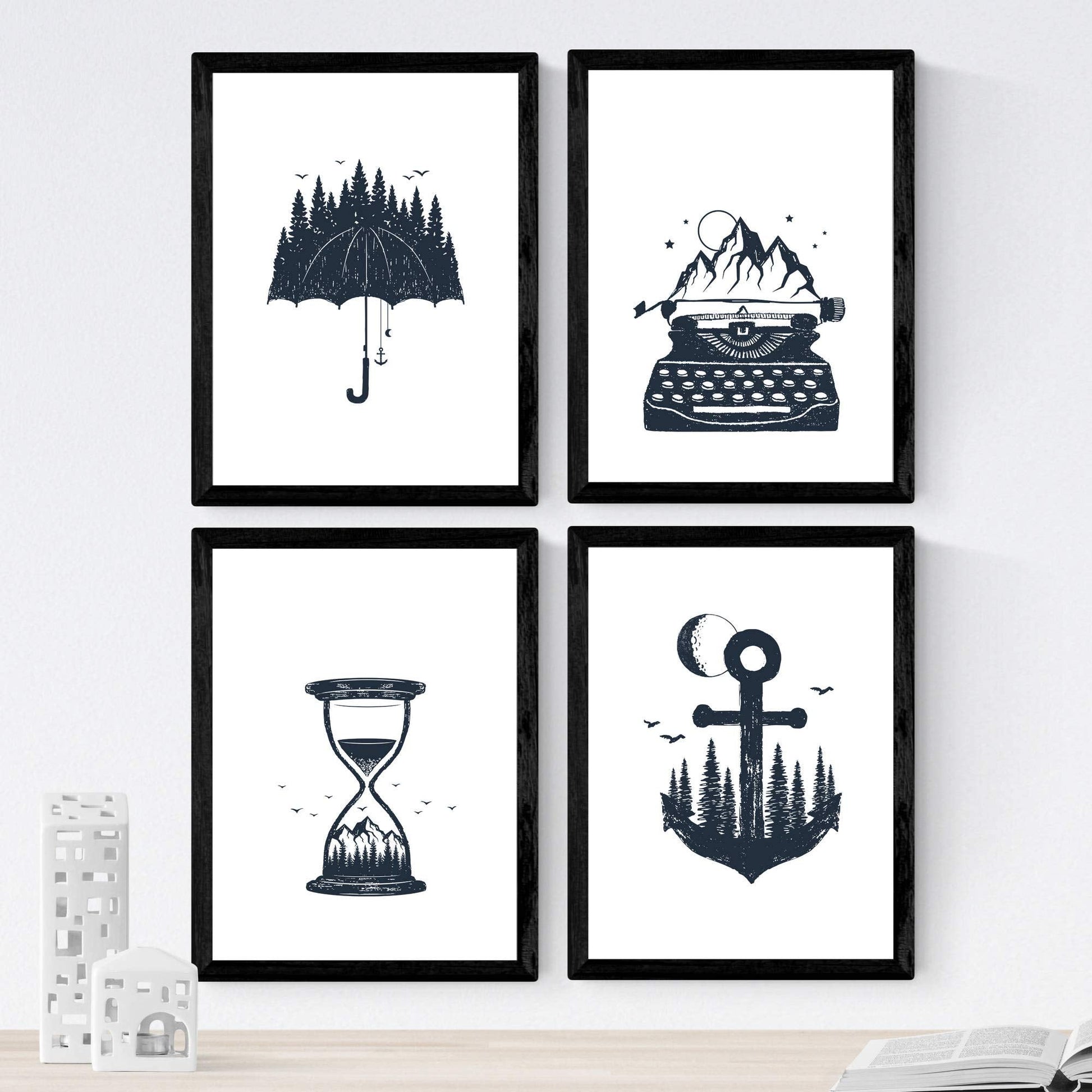 Set de 4 láminas de Tiempo En El Bosque, en .-Artwork-Nacnic-Nacnic Estudio SL