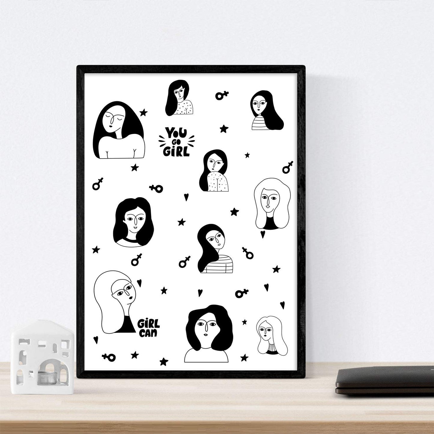 Set de 4 láminas Mujeres, Chicas al Poder. Posters con Dibujos de Mujeres.-Artwork-Nacnic-Nacnic Estudio SL