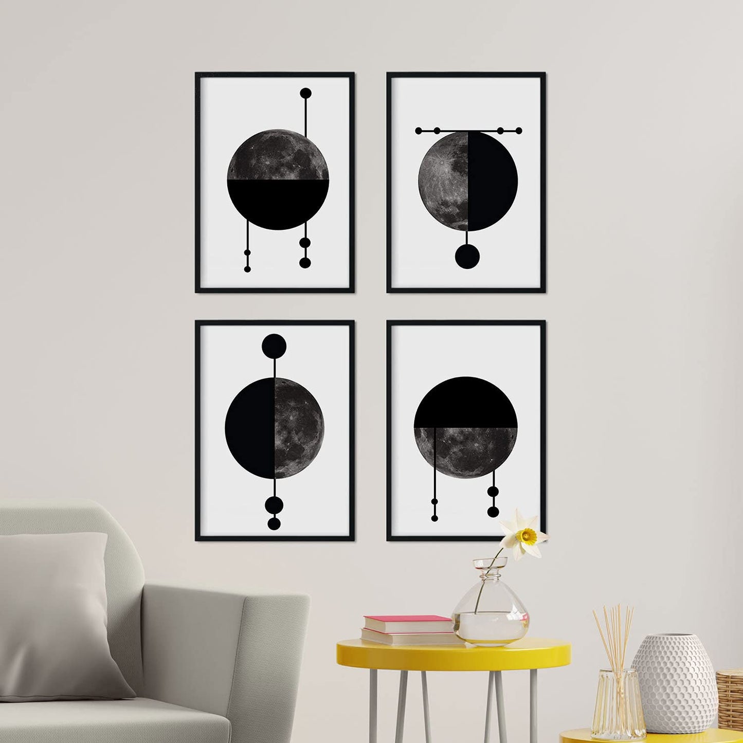 Set de 4 láminas para enmarcar Cuatro Lunas Posters Estilo nórdico para la . Láminas con imágenes de Lunas en Estilo escandinavo-Artwork-Nacnic-Nacnic Estudio SL