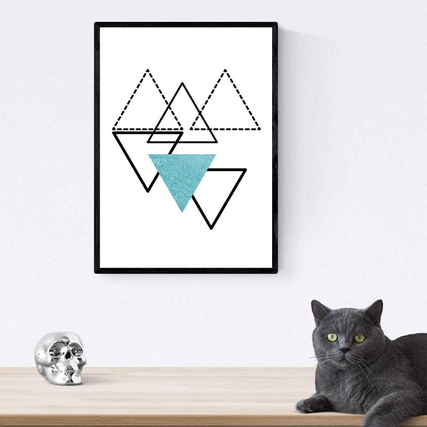 Set de 4 láminas para enmarcar Formas Y Fuerzas. Posters Estilo nórdico. Láminas con Formas geométricas en Tonos Azules y Marrones.-Artwork-Nacnic-Nacnic Estudio SL