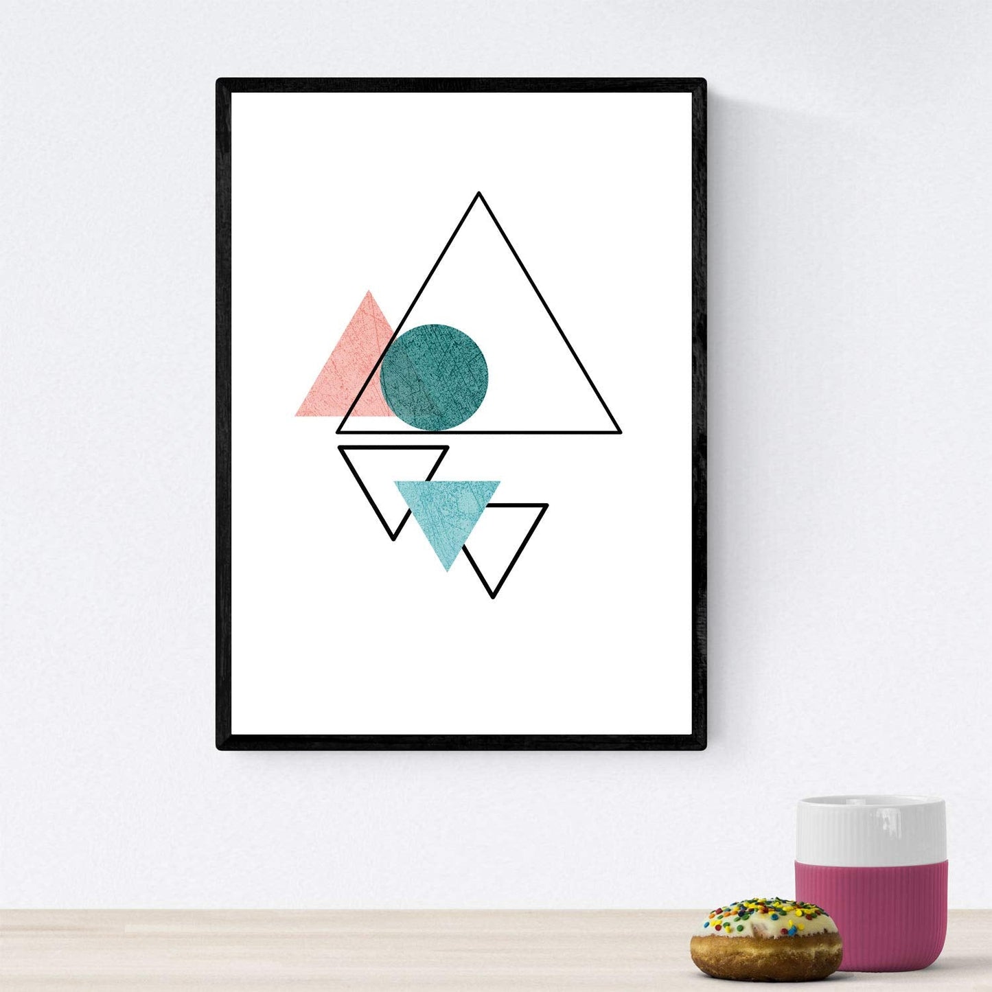 Set de 4 láminas para enmarcar Formas Y Fuerzas. Posters Estilo nórdico. Láminas con Formas geométricas en Tonos Azules y Marrones.-Artwork-Nacnic-Nacnic Estudio SL