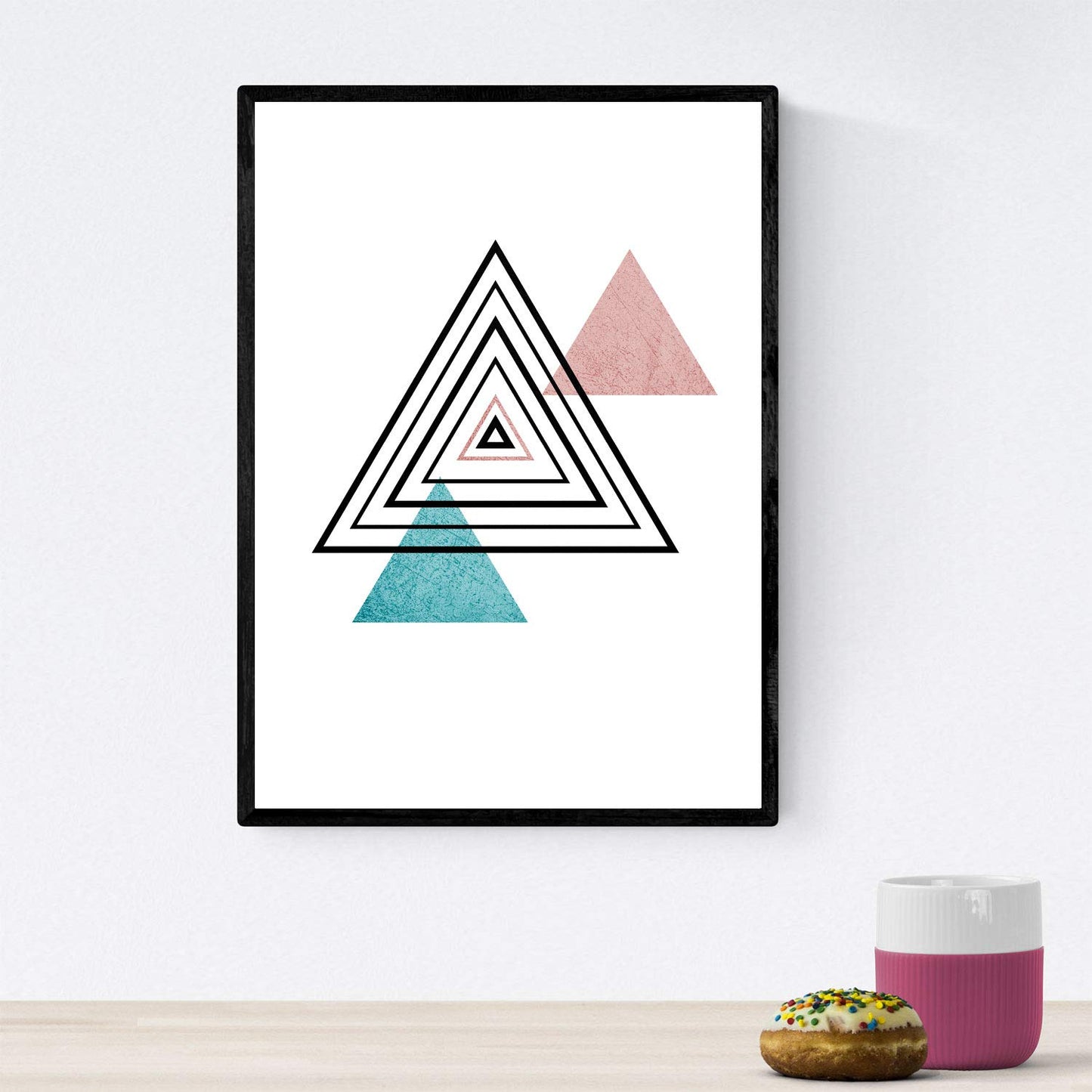 Set de 4 láminas para enmarcar Formas Y Fuerzas. Posters Estilo nórdico. Láminas con Formas geométricas en Tonos Azules y Marrones.-Artwork-Nacnic-Nacnic Estudio SL