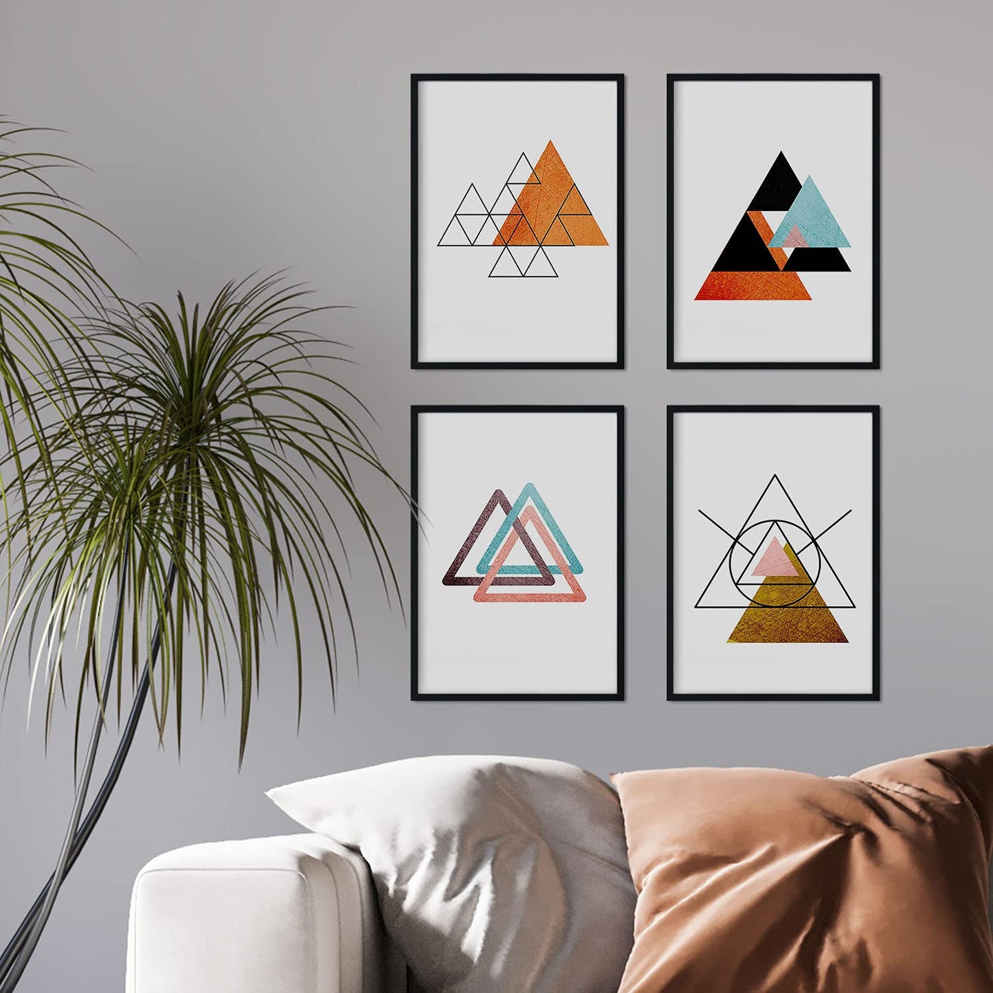 Set de 4 láminas para enmarcar Sahara Y Egipto. Posters Estilo nórdico con triángulos para la decoración del hogar-Artwork-Nacnic-Nacnic Estudio SL