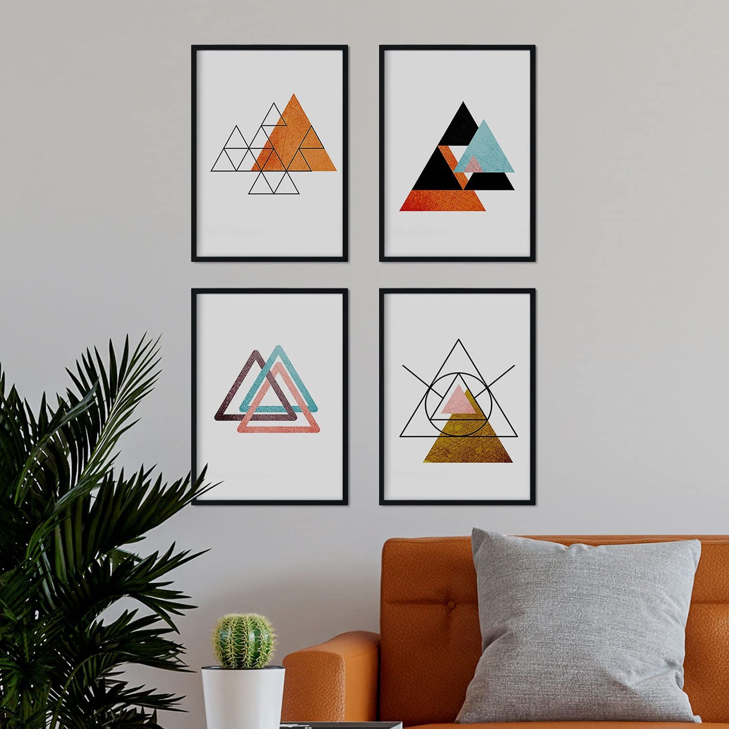 Set de 4 láminas para enmarcar Sahara Y Egipto. Posters Estilo nórdico con triángulos para la decoración del hogar-Artwork-Nacnic-Nacnic Estudio SL