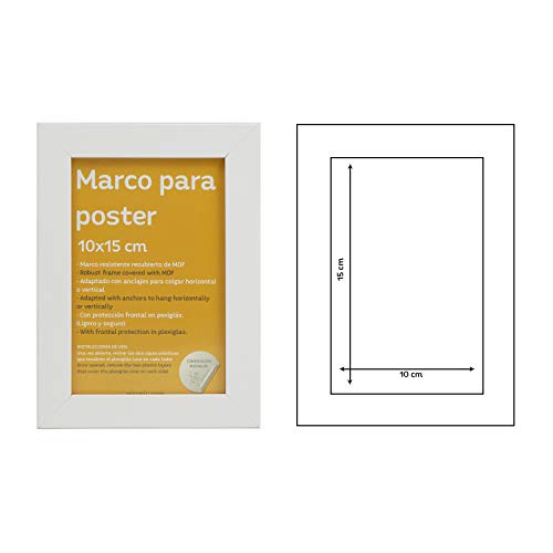 Set de 4 Marcos blancos para fotos, posters, láminas, diplomas. Tamaño(10x15 cm).Robustos de MDF y frontal de plexiglas.Marcos blancos para colgar de alta calidad.-Nacnic-Nacnic Estudio SL