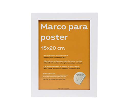 Set de 4 Marcos blancos para fotos, posters, láminas, diplomas. Tamaño(15x20 cm).Robustos de MDF y frontal de plexiglas.Marcos blancos para colgar de alta calidad.-Nacnic-Nacnic Estudio SL