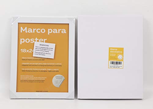 Set de 4 Marcos blancos para fotos, posters, láminas, diplomas. Tamaño(18x24 cm).Robustos de MDF y frontal de plexiglas.Marcos blancos para colgar de alta calidad.-Nacnic-Nacnic Estudio SL