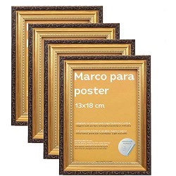 - Set de 4 Marcos Dorados con Filigrana (13x18cm) Para apoyar o colgar en la pared. Color oro para fotos, diplomas, dibujos.-Nacnic-Nacnic Estudio SL