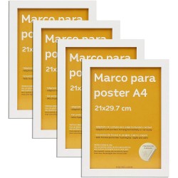 Set de 4 Marcos tamaño A4(21x29.7cm). Marco de Color blanco-Nacnic-Nacnic Estudio SL