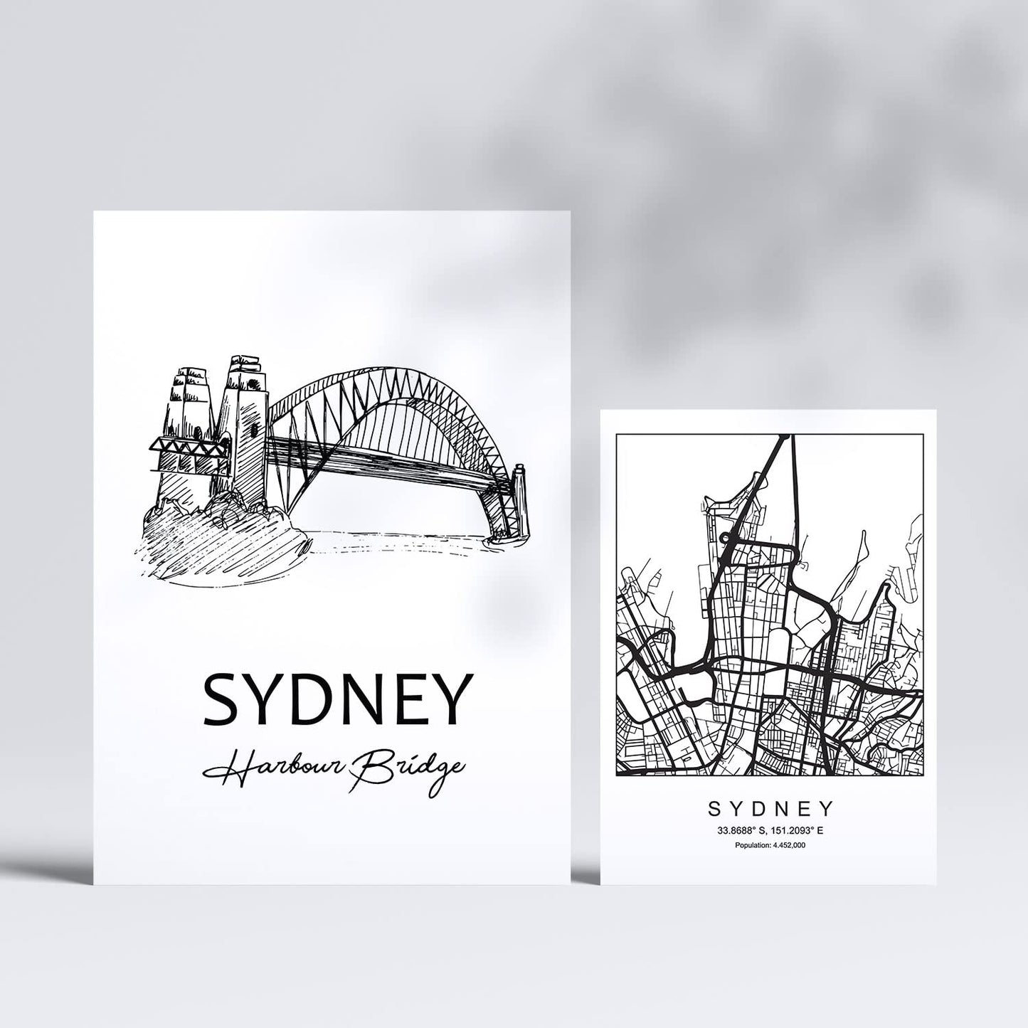 Set de 6 láminas de Australia. Pósters con ilustraciones en estilo nórdico de mapas y monumentos para tu hogar, negocio, oficina. Tamaños A4 y A3. .-Artwork-Nacnic-Nacnic Estudio SL