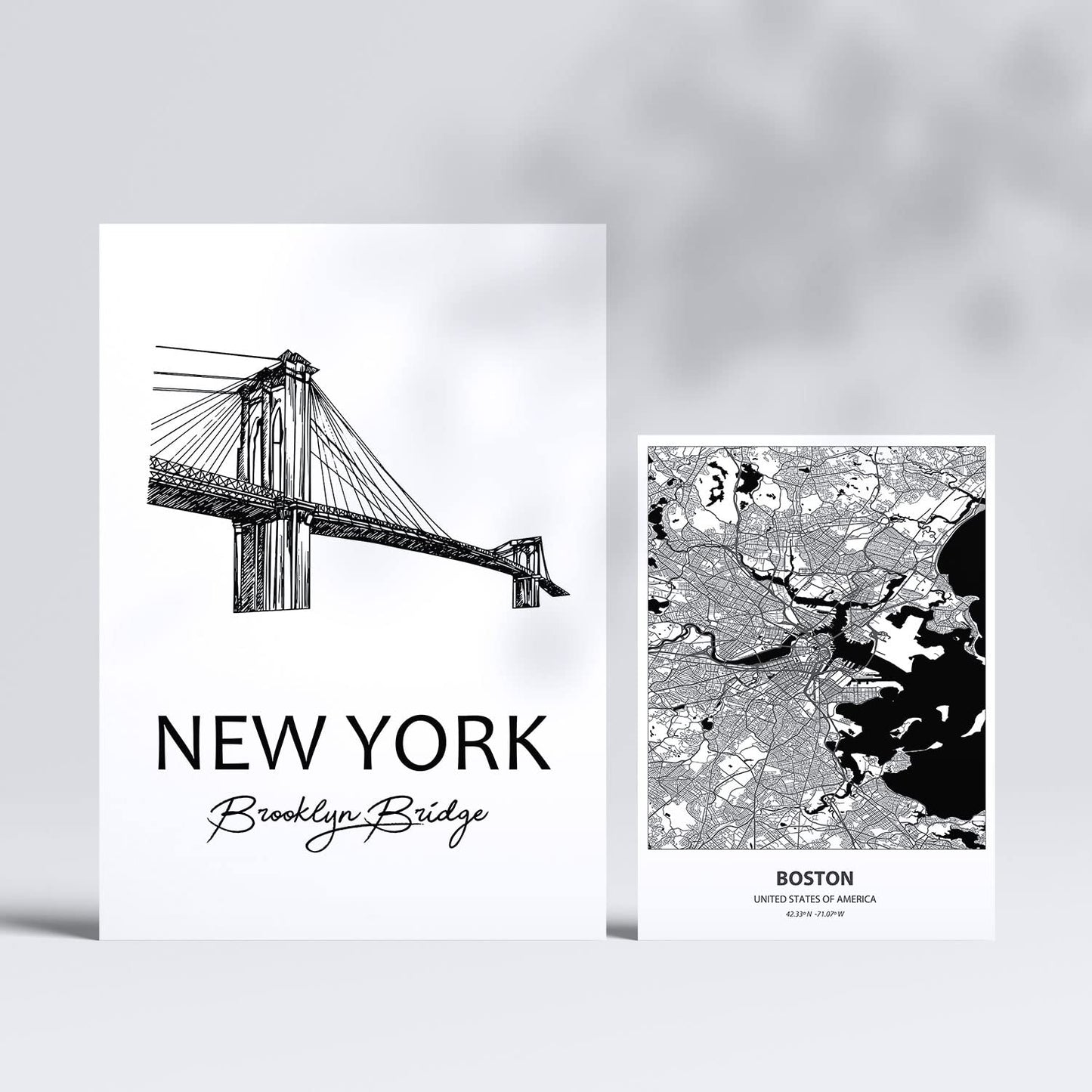 Set de 6 láminas de EE.UU.. Pósters con ilustraciones en estilo nórdico de mapas y monumentos para tu hogar, negocio, oficina. Tamaños A4 y A3. .-Artwork-Nacnic-Nacnic Estudio SL