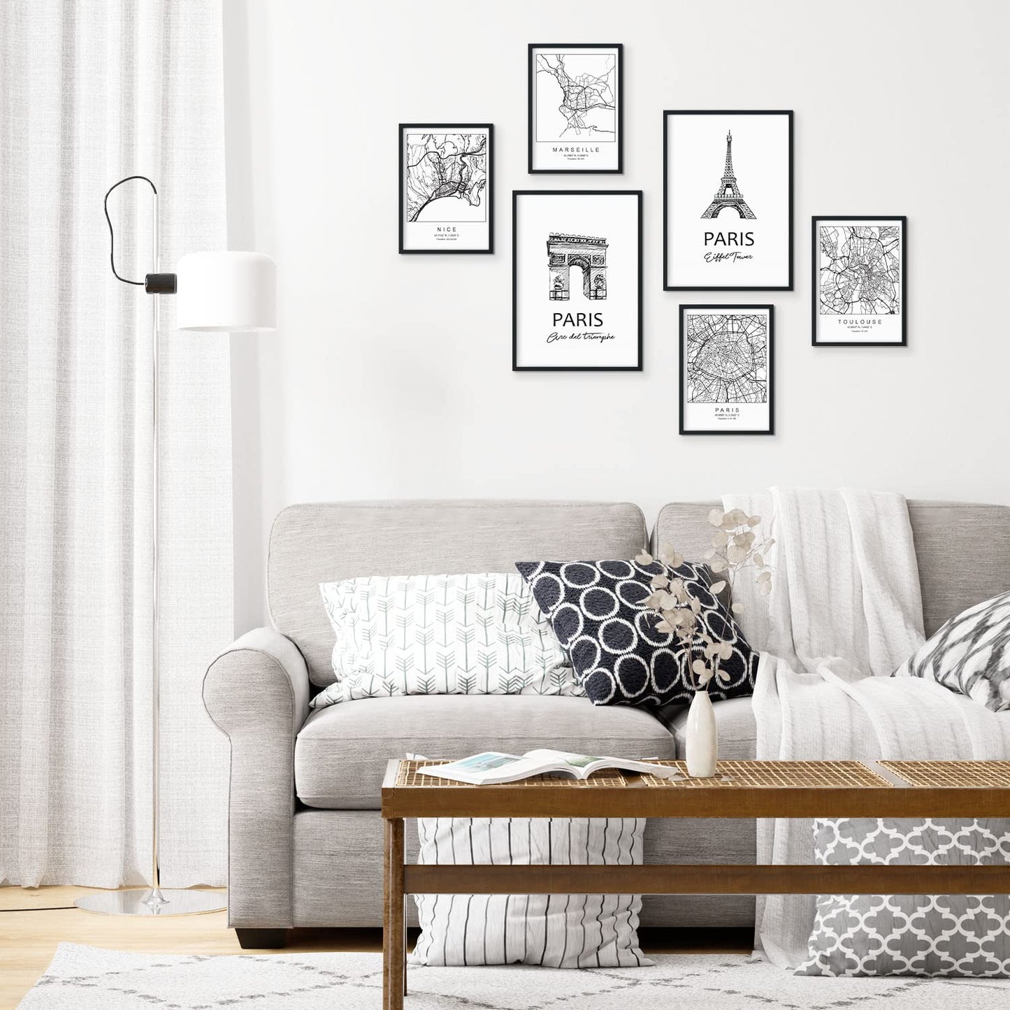 Set de 6 láminas de Francia. Pósters con ilustraciones en estilo nórdico de mapas y monumentos para tu hogar, negocio, oficina. Tamaños A4 y A3. .-Artwork-Nacnic-Nacnic Estudio SL