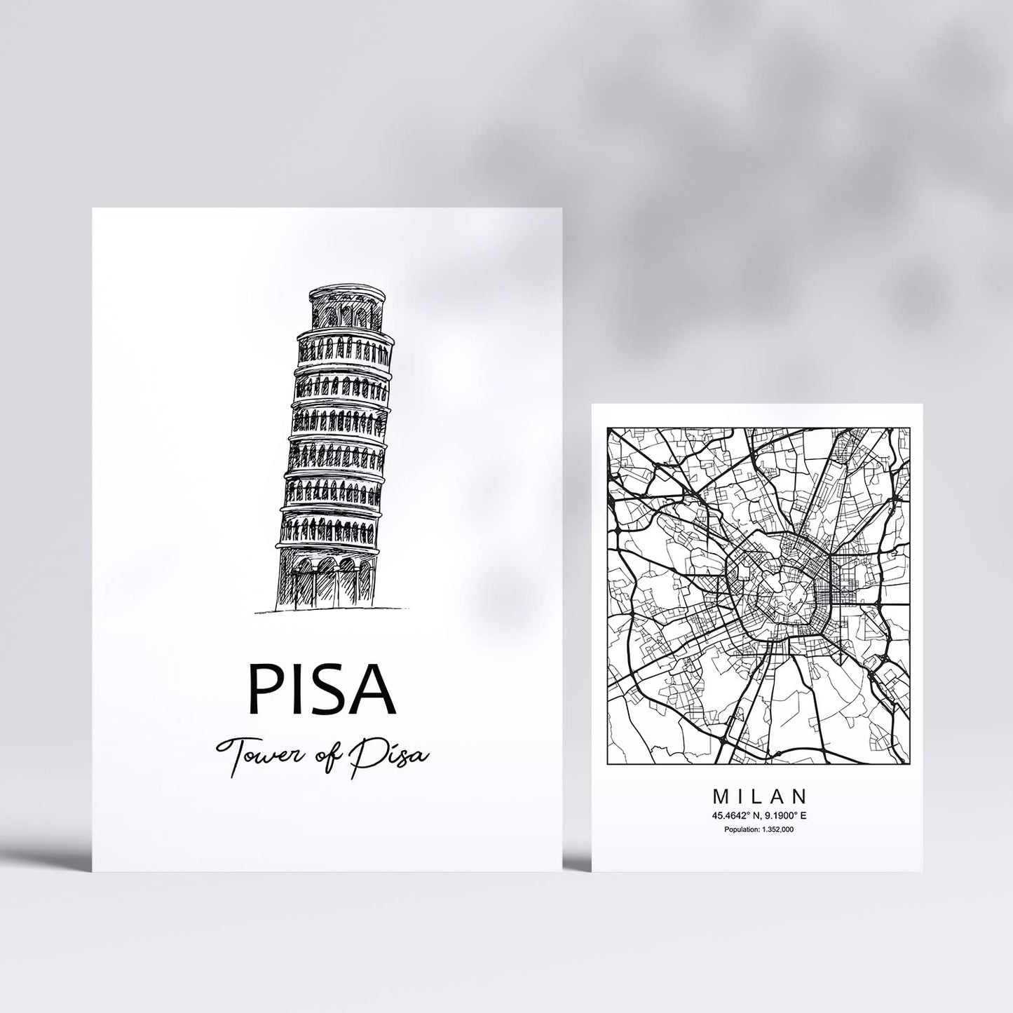 Set de 6 láminas de Italia. Pósters con ilustraciones en estilo nórdico de mapas y monumentos para tu hogar, negocio, oficina. Tamaños A4 y A3. .-Artwork-Nacnic-Nacnic Estudio SL