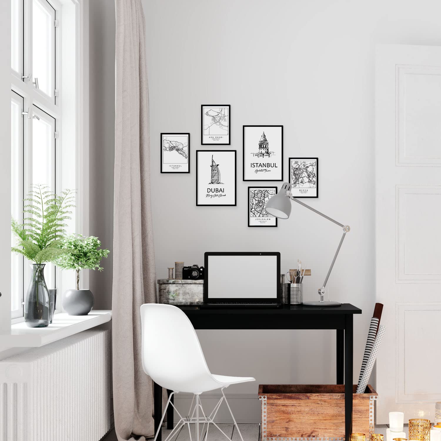 Set de 6 láminas de Oriente Medio. Pósters con ilustraciones en estilo nórdico de mapas y monumentos para tu hogar, negocio, oficina. Tamaños A4 y A3. .-Artwork-Nacnic-Nacnic Estudio SL