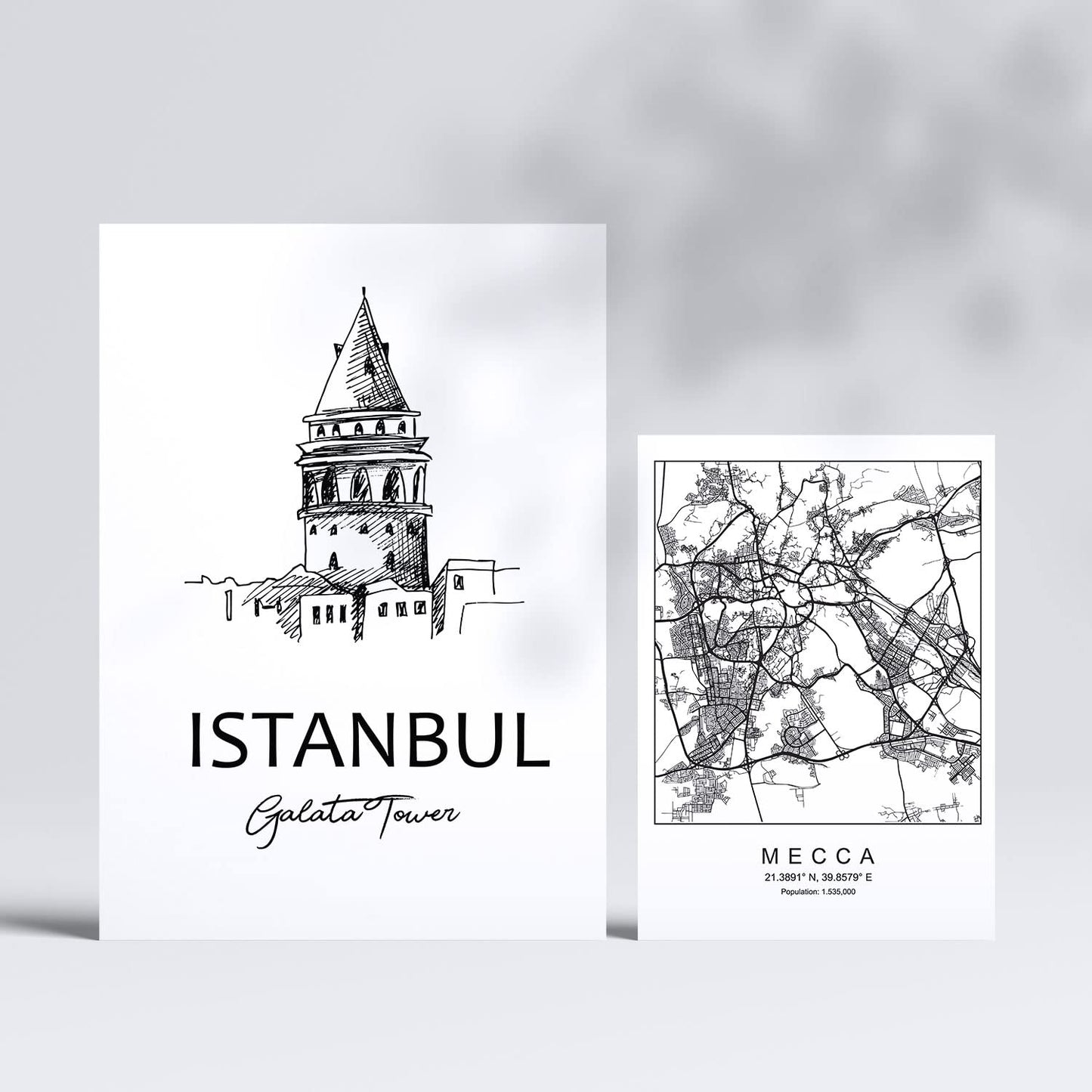 Set de 6 láminas de Oriente Medio. Pósters con ilustraciones en estilo nórdico de mapas y monumentos para tu hogar, negocio, oficina. Tamaños A4 y A3. .-Artwork-Nacnic-Nacnic Estudio SL