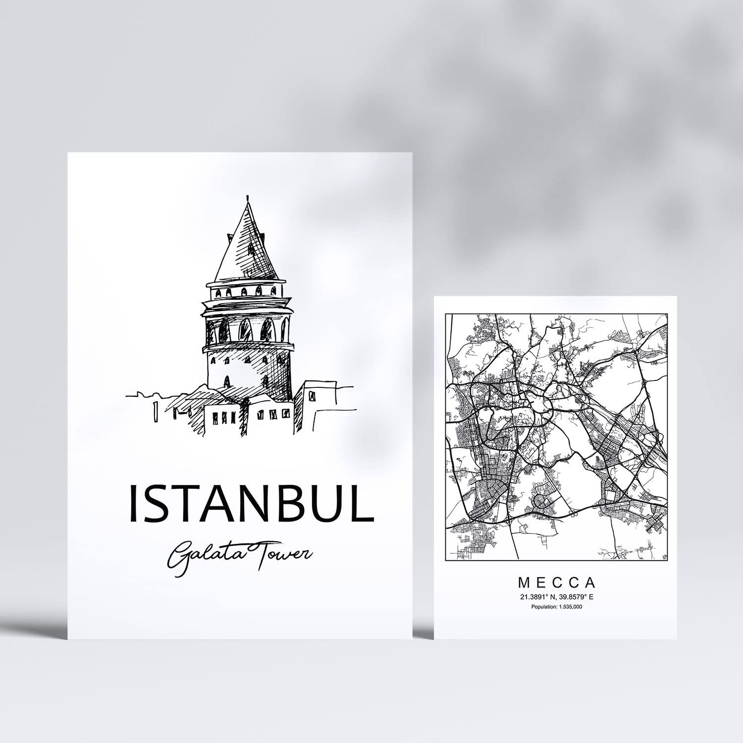 Set de 6 láminas de Oriente Medio. Pósters con ilustraciones en estilo nórdico de mapas y monumentos para tu hogar, negocio, oficina. Tamaños A4 y A3. .-Artwork-Nacnic-Nacnic Estudio SL