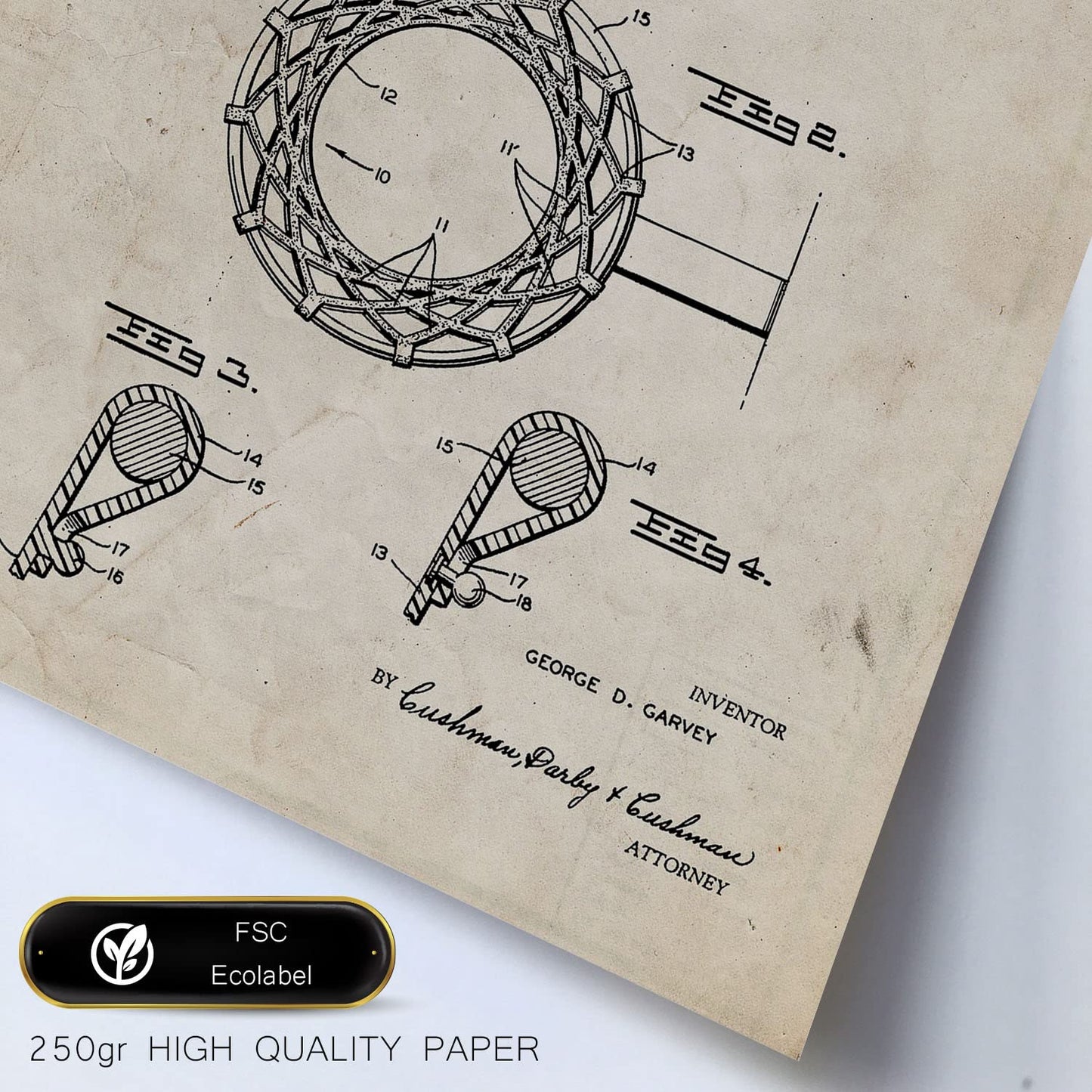 Set de 6 láminas de patentes Baloncesto. Pósters con dibujos retro de inventos antiguos para tu hogar. Tamaños A4 y A3. .-Artwork-Nacnic-Nacnic Estudio SL