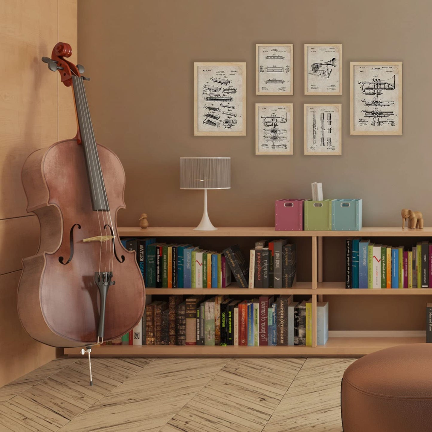 Set de 6 láminas de patentes Instrumentos de viento. Pósters con dibujos retro de inventos antiguos para tu hogar. Tamaños A4 y A3. .-Artwork-Nacnic-Nacnic Estudio SL