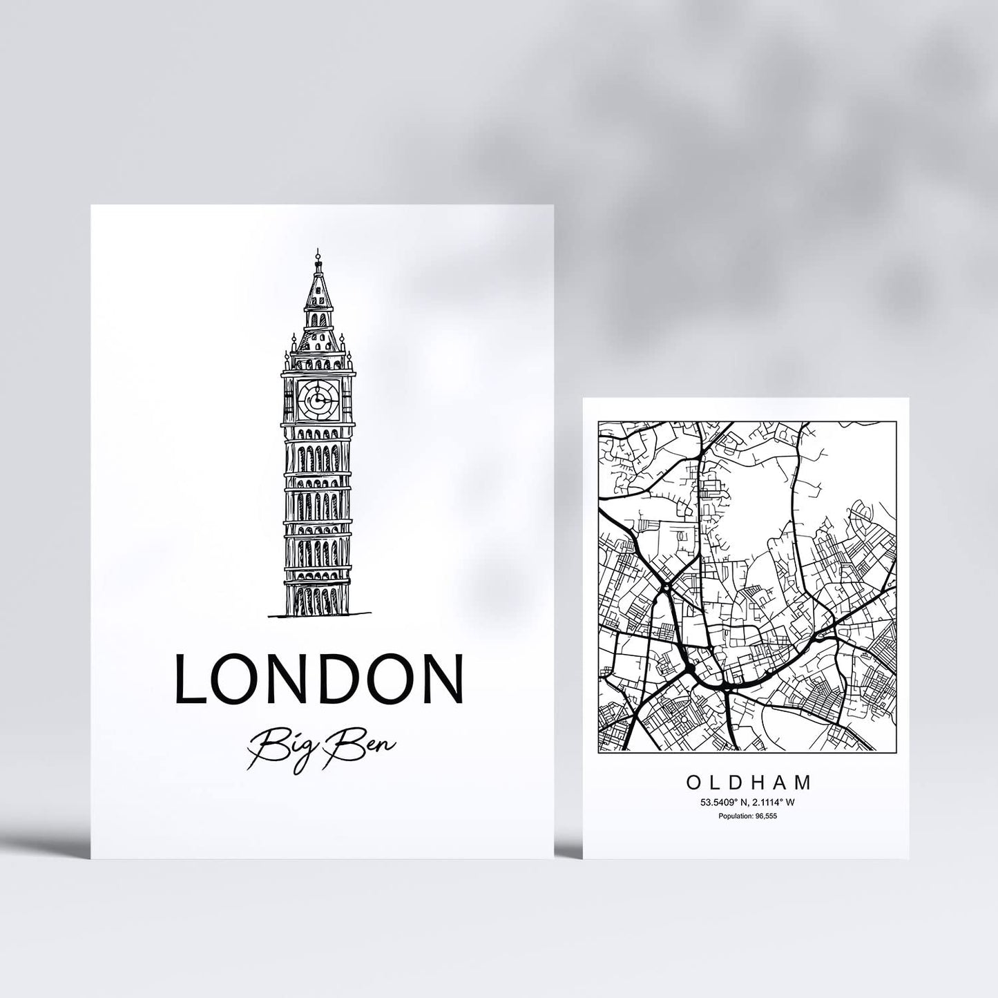 Set de 6 láminas de Reino Unido 2. Pósters con ilustraciones en estilo nórdico de mapas y monumentos para tu hogar, negocio, oficina. Tamaños A4 y A3. .-Artwork-Nacnic-Nacnic Estudio SL