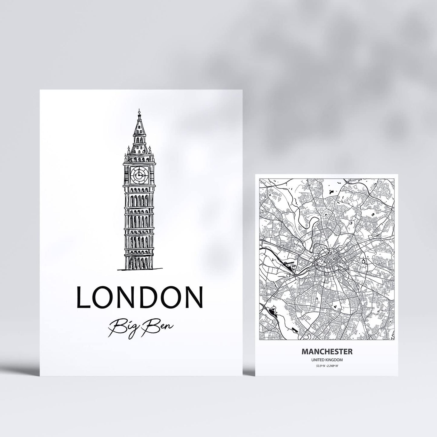 Set de 6 láminas de Reino Unido. Pósters con ilustraciones en estilo nórdico de mapas y monumentos para tu hogar, negocio, oficina. Tamaños A4 y A3. .-Artwork-Nacnic-Nacnic Estudio SL