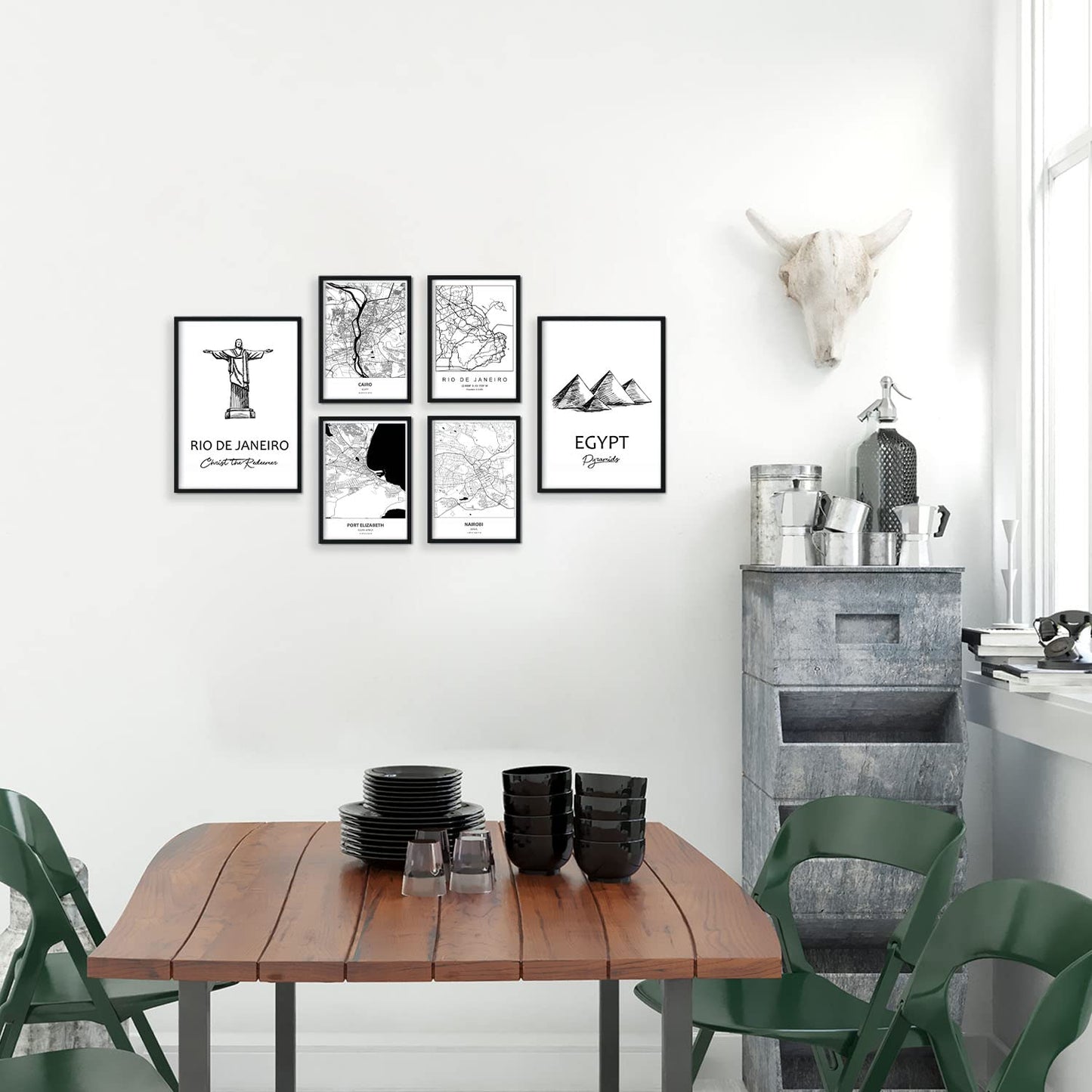 Set de 6 láminas de Sudáfrica. Pósters con ilustraciones en estilo nórdico de mapas y monumentos para tu hogar, negocio, oficina. Tamaños A4 y A3. .-Artwork-Nacnic-Nacnic Estudio SL