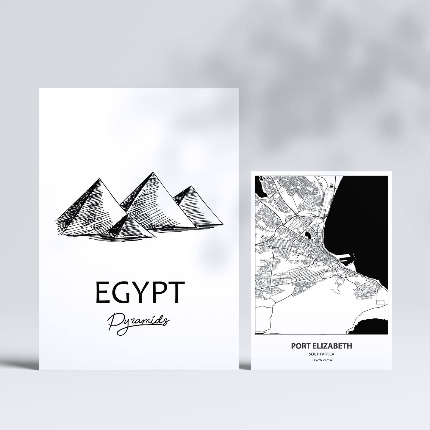 Set de 6 láminas de Sudáfrica. Pósters con ilustraciones en estilo nórdico de mapas y monumentos para tu hogar, negocio, oficina. Tamaños A4 y A3. .-Artwork-Nacnic-Nacnic Estudio SL