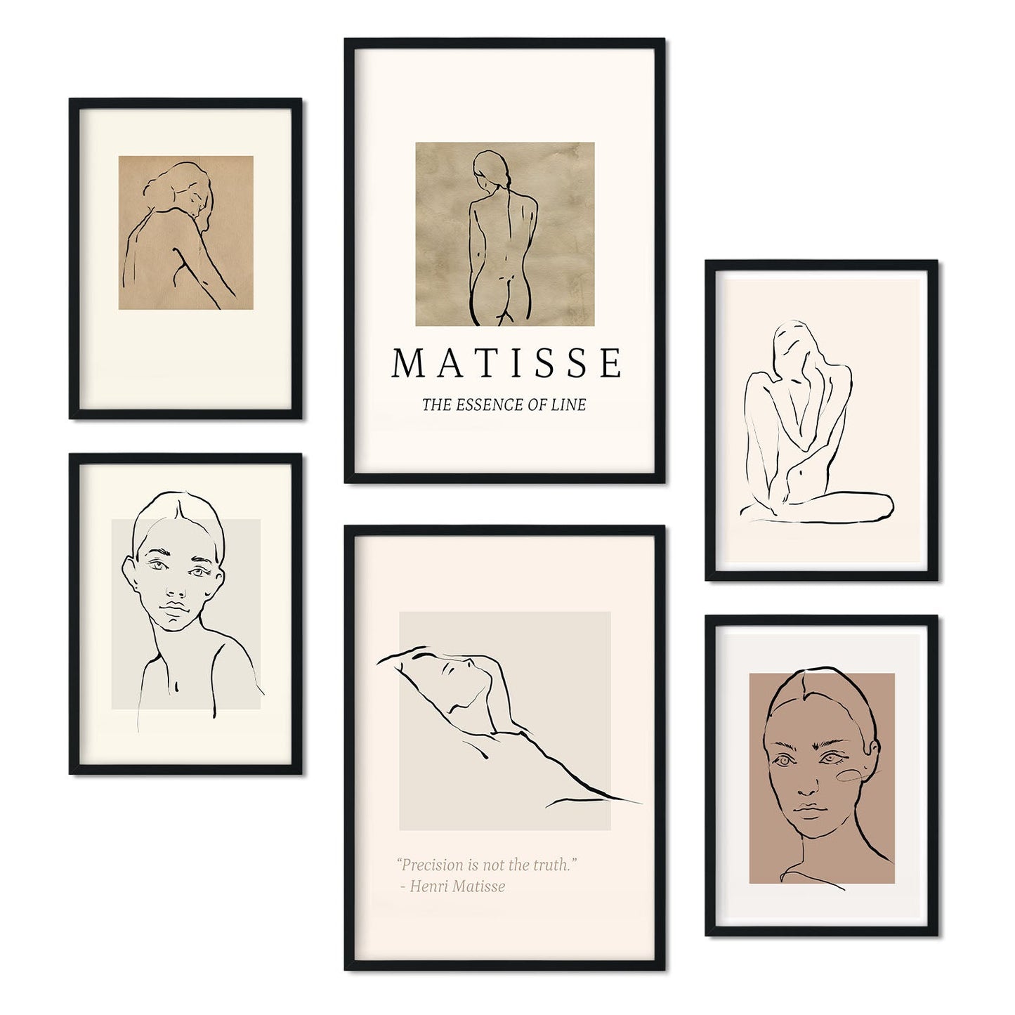Set de 6 posters Belleza. Colección de láminas con estética collage para la Tamaños A3 y A4. .-Artwork-Nacnic-Marco Negro-Nacnic Estudio SL
