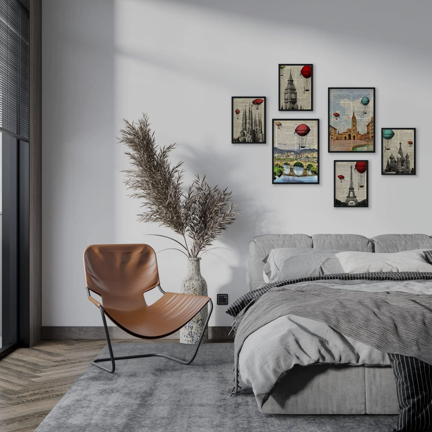 Set de 6 posters de Ciudades vintage. Colección de láminas con estética collage para la Tamaños A3 y A4. .-Artwork-Nacnic-Nacnic Estudio SL