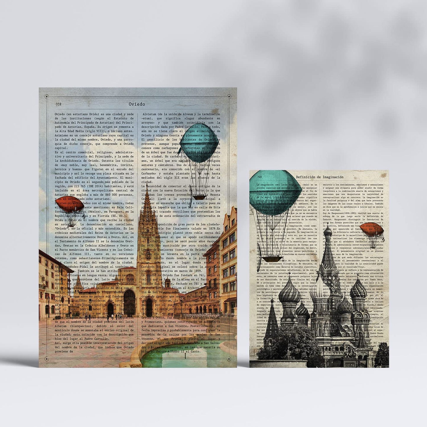 Set de 6 posters de Ciudades vintage. Colección de láminas con estética collage para la Tamaños A3 y A4. .-Artwork-Nacnic-Nacnic Estudio SL