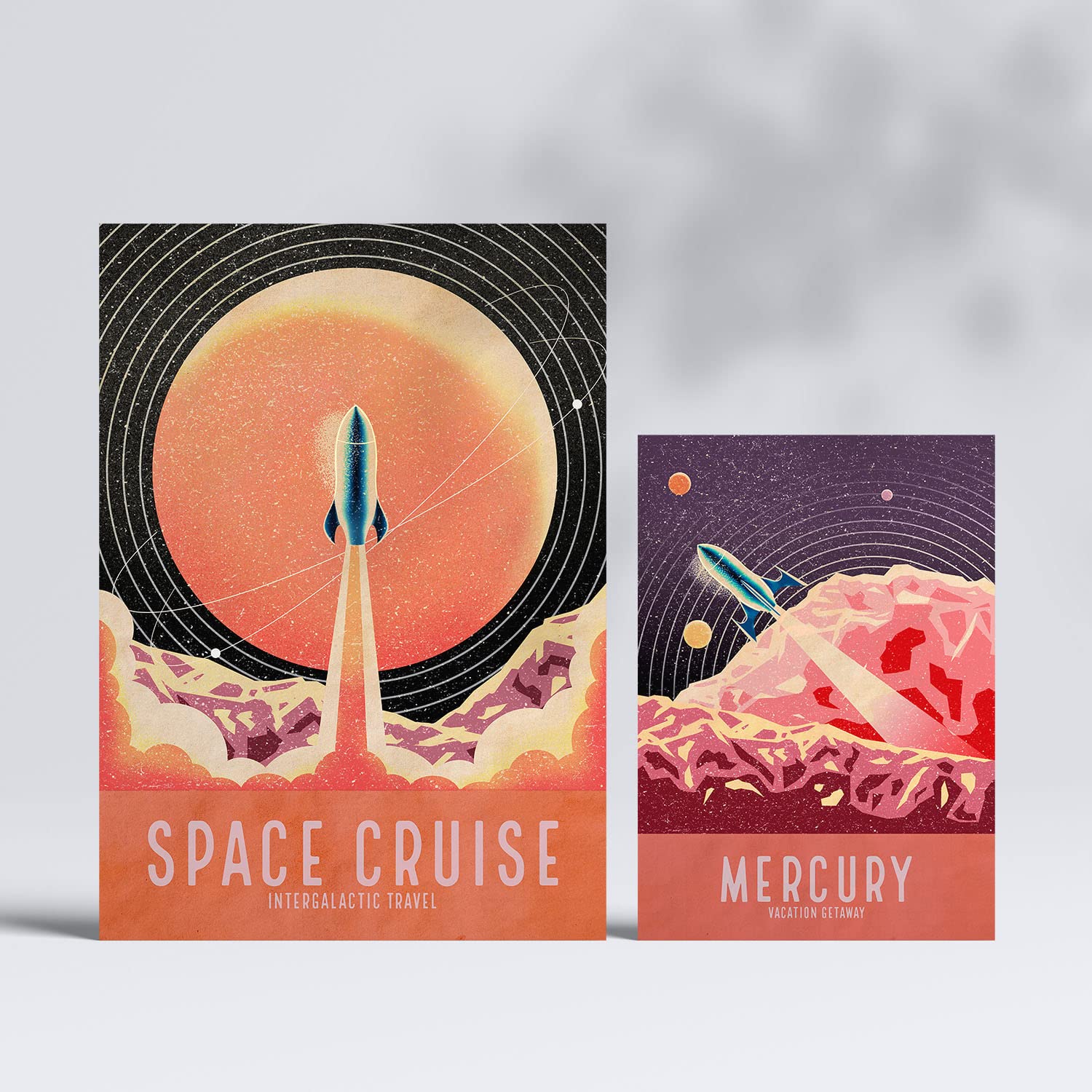 Set de 6 posters de Espacio. Colección de láminas con estética collage para la Tamaños A3 y A4. .-Artwork-Nacnic-Nacnic Estudio SL