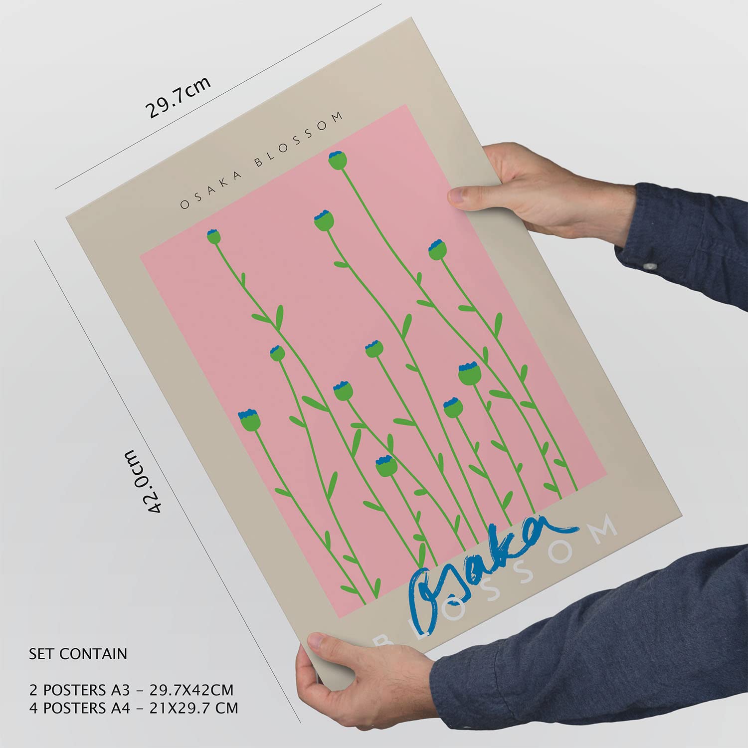 Set de 6 pósters de Flores de primavera. Colección de láminas con estética collage para la Tamaños A3 y A4. .-Artwork-Nacnic-Nacnic Estudio SL