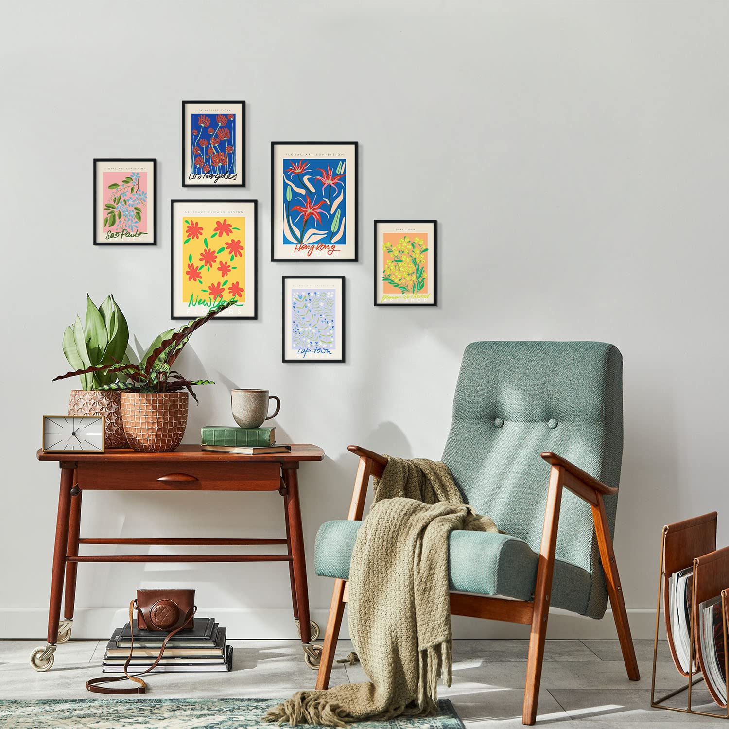 Set de 6 pósters de Galería floral. Colección de láminas con estética collage para la Tamaños A3 y A4. .-Artwork-Nacnic-Nacnic Estudio SL