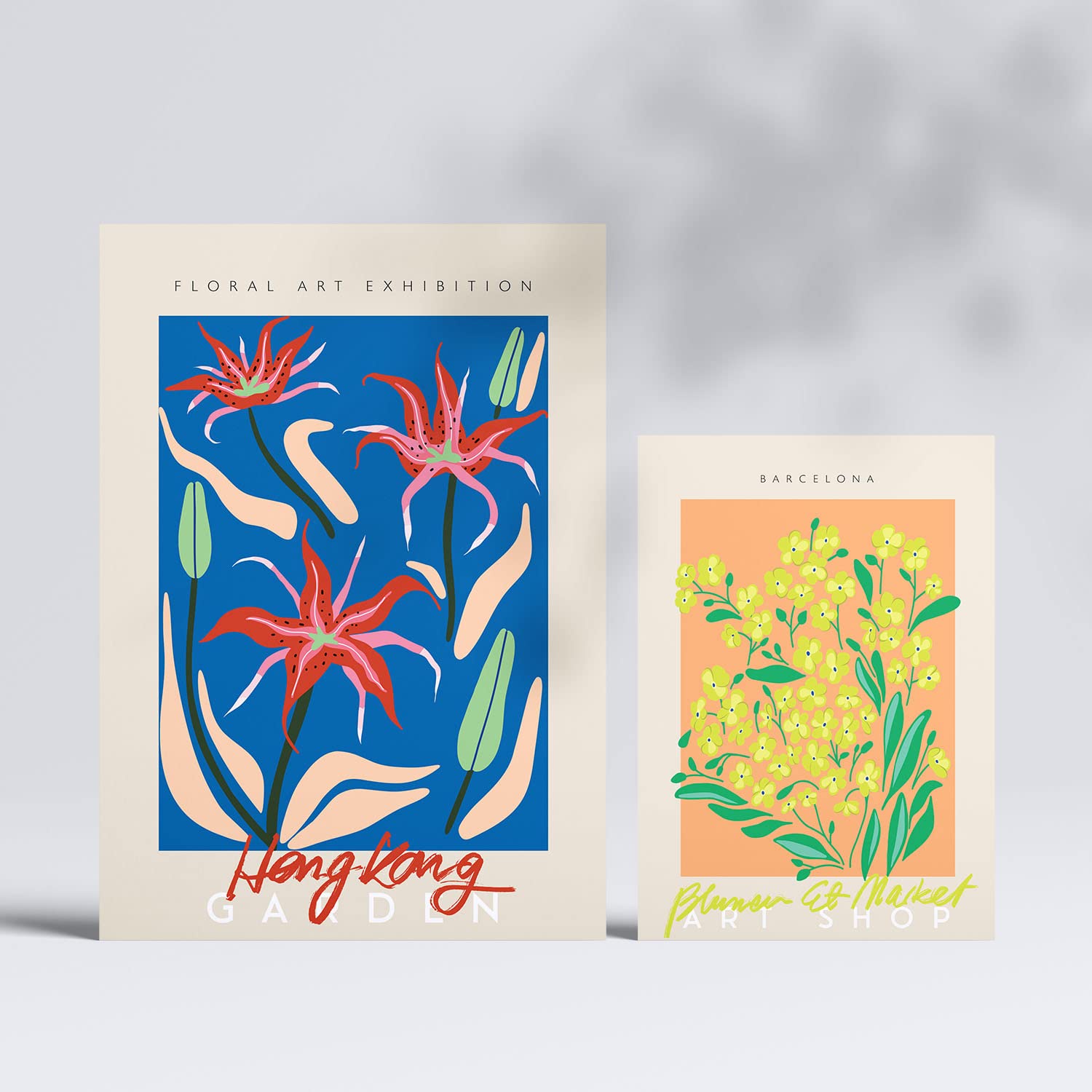 Set de 6 pósters de Galería floral. Colección de láminas con estética collage para la Tamaños A3 y A4. .-Artwork-Nacnic-Nacnic Estudio SL