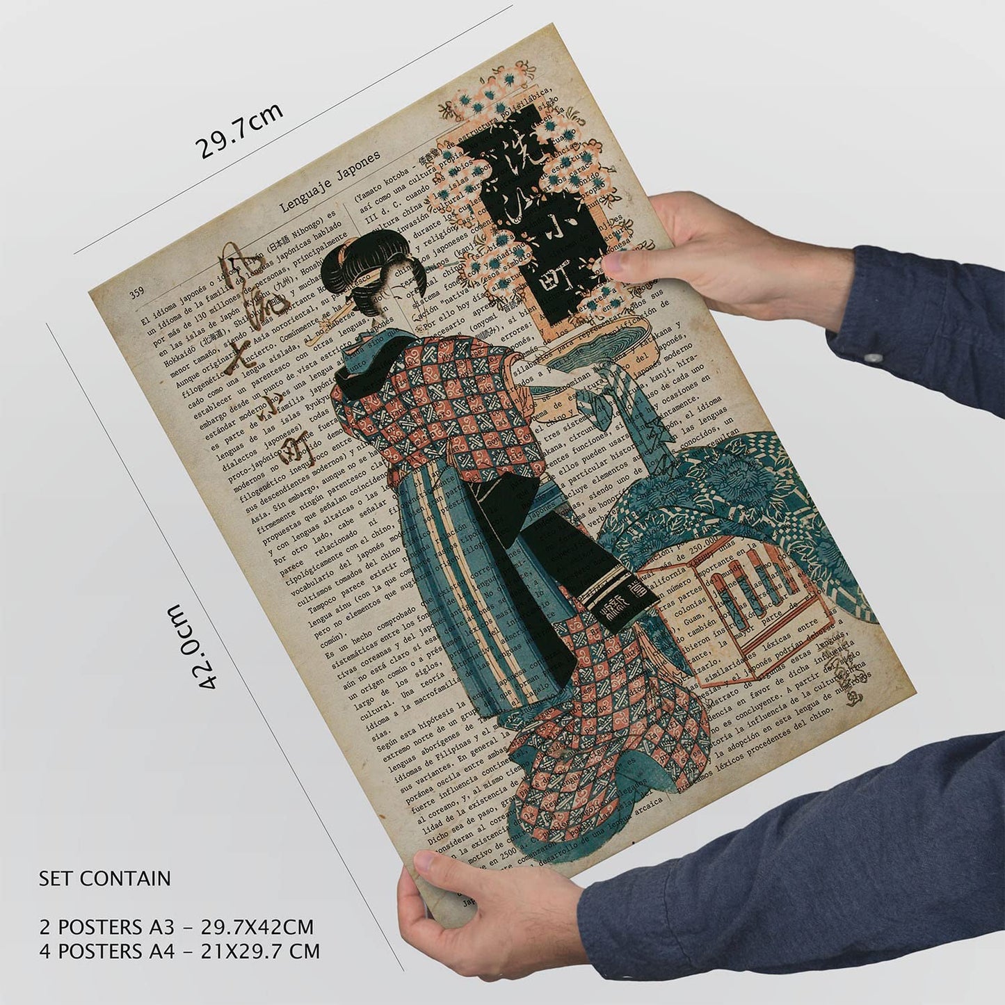 Set de 6 posters de Japón. Colección de láminas con estética collage para la Tamaños A3 y A4. .-Artwork-Nacnic-Nacnic Estudio SL