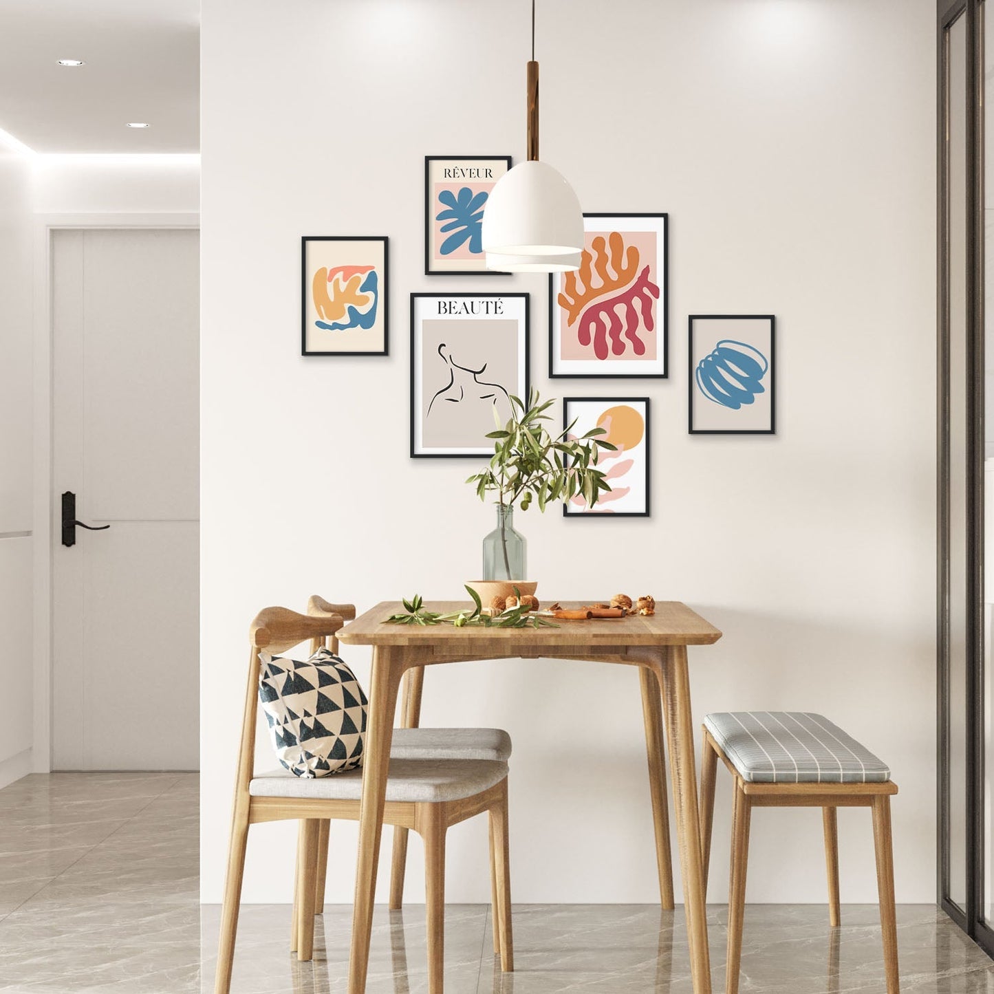Set de 6 posters de Naranja y azul. Colección de láminas con estética collage para la Tamaños A3 y A4. .-Artwork-Nacnic-Sin marco-Nacnic Estudio SL