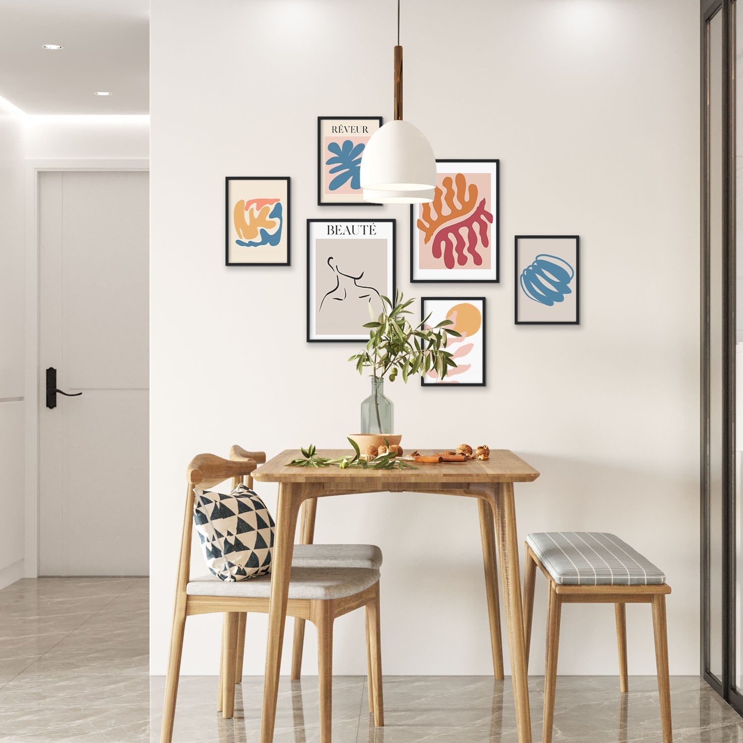 Set de 6 posters de Naranja y azul. Colección de láminas con estética collage para la Tamaños A3 y A4. .-Artwork-Nacnic-Sin marco-Nacnic Estudio SL