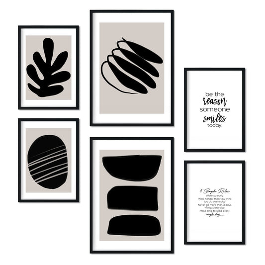 Set de 6 posters En blanco y negro. Colección de láminas con estética collage para la Tamaños A3 y A4. .-Artwork-Nacnic-Nacnic Estudio SL