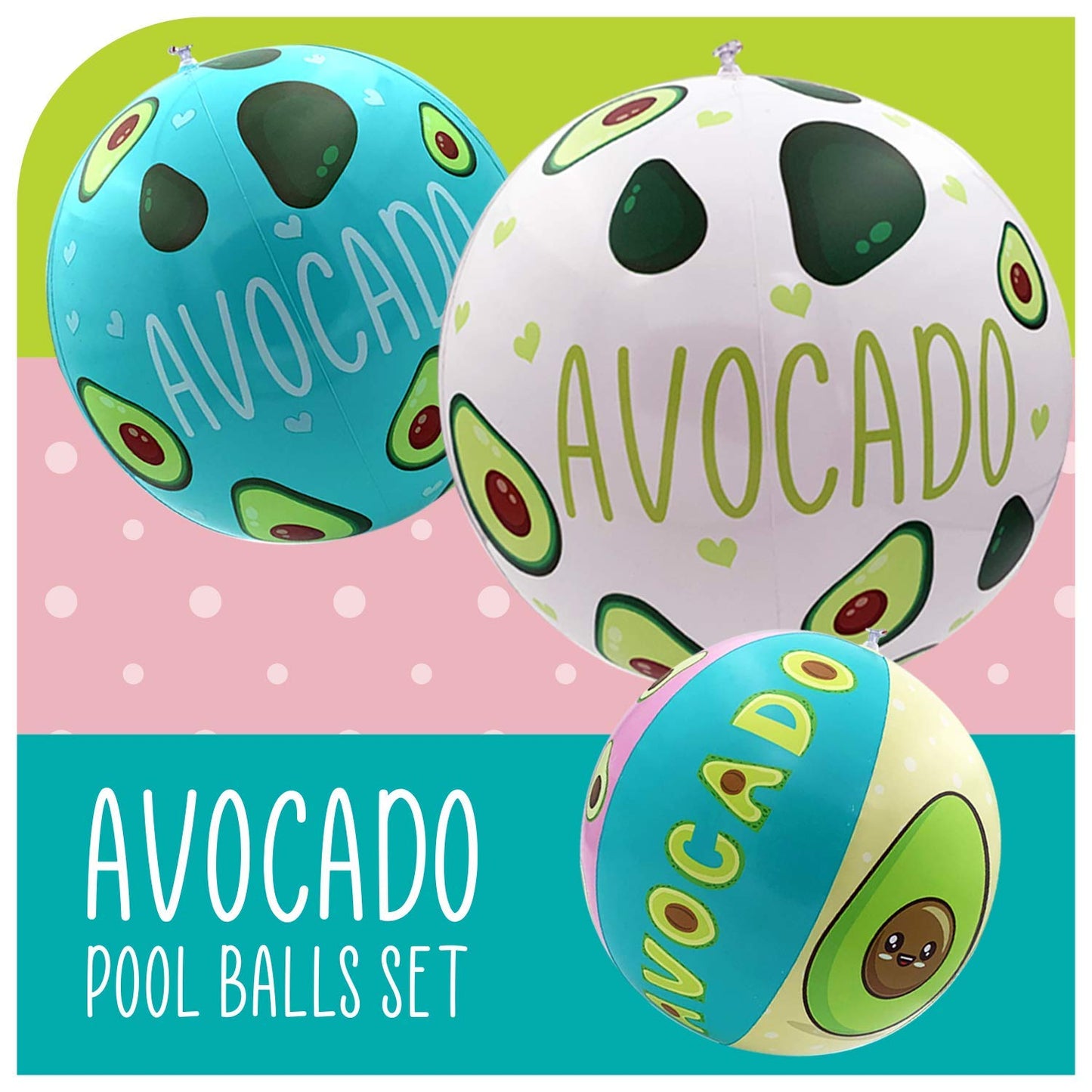 Set de Colchoneta Hinchable Aguacate y 3 Pelotas Inflables para Vacaciones, Fiestas de Verano y Cumpleaños | Hamaca Tumbona Gigante-Nacnic-Nacnic Estudio SL