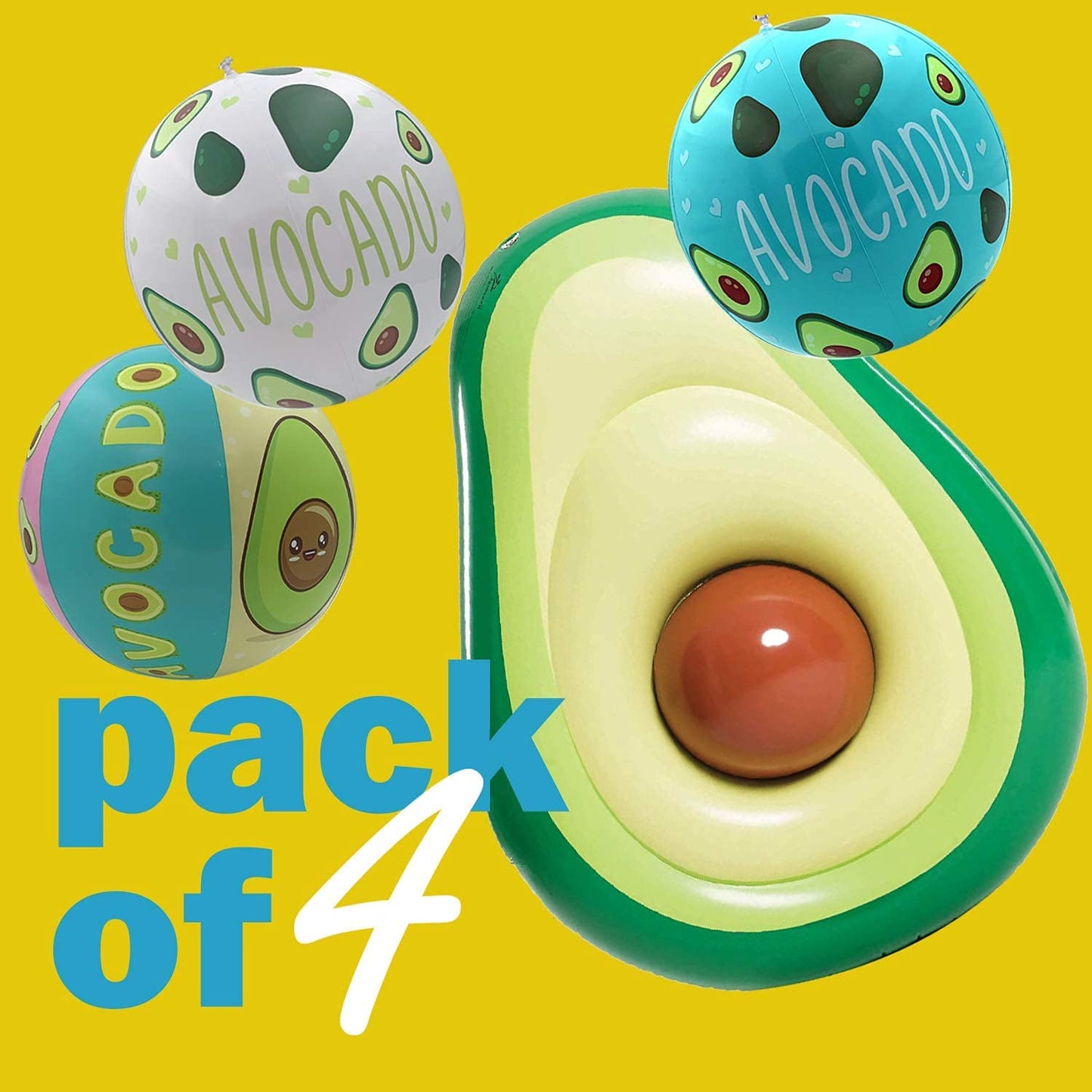 Set de Colchoneta Hinchable Aguacate y 3 Pelotas Inflables para Vacaciones, Fiestas de Verano y Cumpleaños | Hamaca Tumbona Gigante-Nacnic-Nacnic Estudio SL