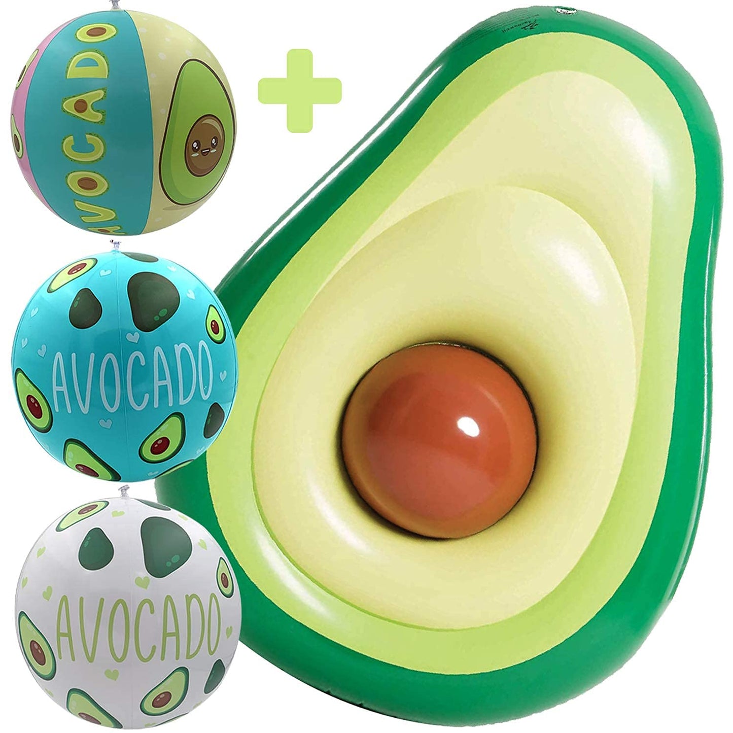 Set de Colchoneta Hinchable Aguacate y 3 Pelotas Inflables para Vacaciones, Fiestas de Verano y Cumpleaños | Hamaca Tumbona Gigante-Nacnic-Nacnic Estudio SL