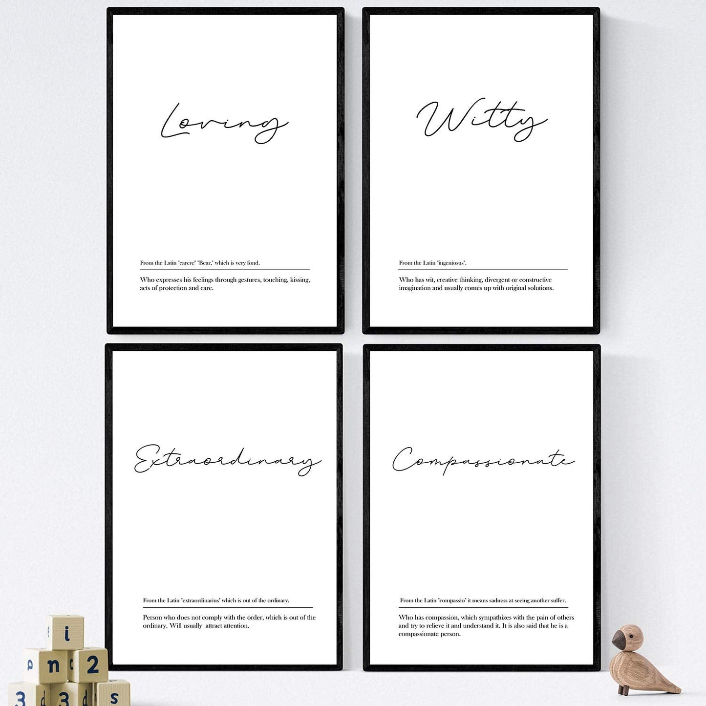 Set de cuatro láminas con definiciones de palabras en ingles. Poster 'Couples 3' de palabras con definiciones.-Artwork-Nacnic-Nacnic Estudio SL
