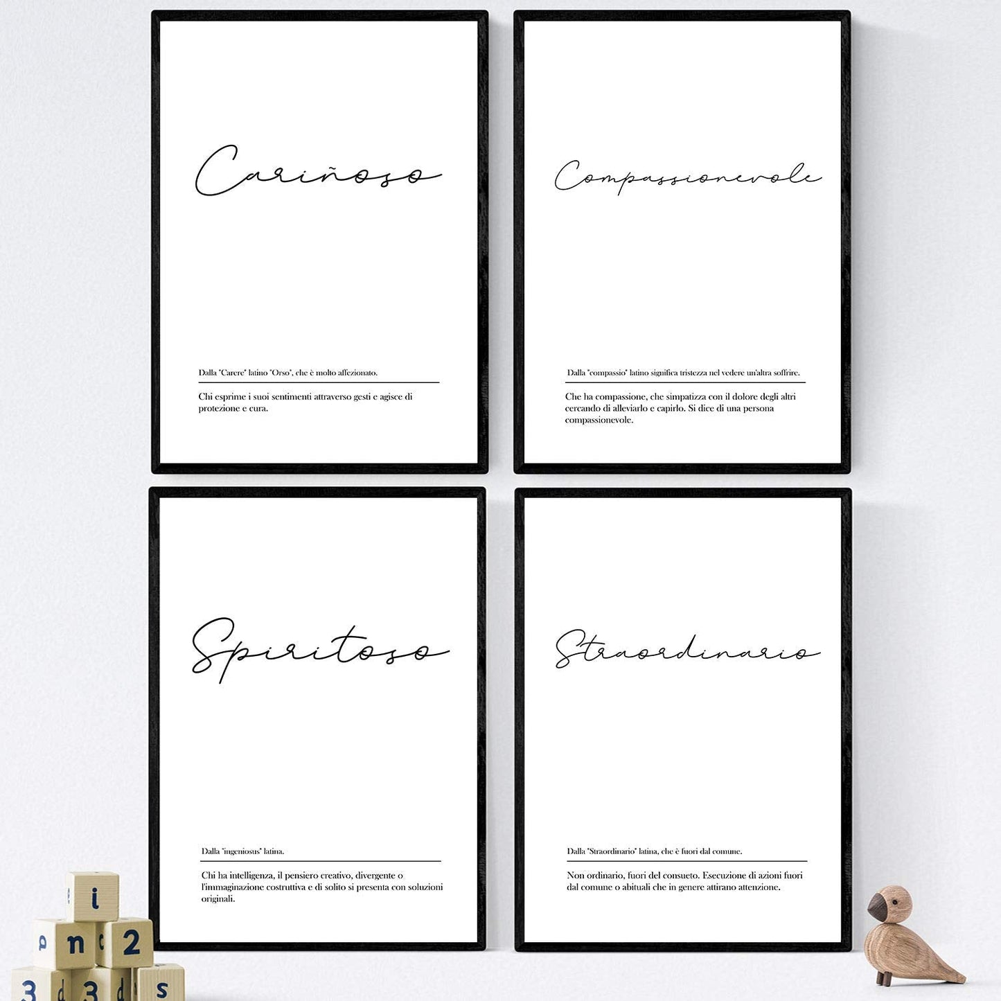 Set de cuatro láminas con definiciones de palabras en italiano. Poster 'Coppie in maschile' de palabras con definiciones.-Artwork-Nacnic-Nacnic Estudio SL