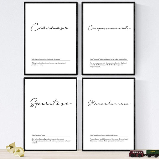 Set de cuatro láminas con definiciones de palabras en italiano. Poster 'Coppie in maschile' de palabras con definiciones.-Artwork-Nacnic-Nacnic Estudio SL