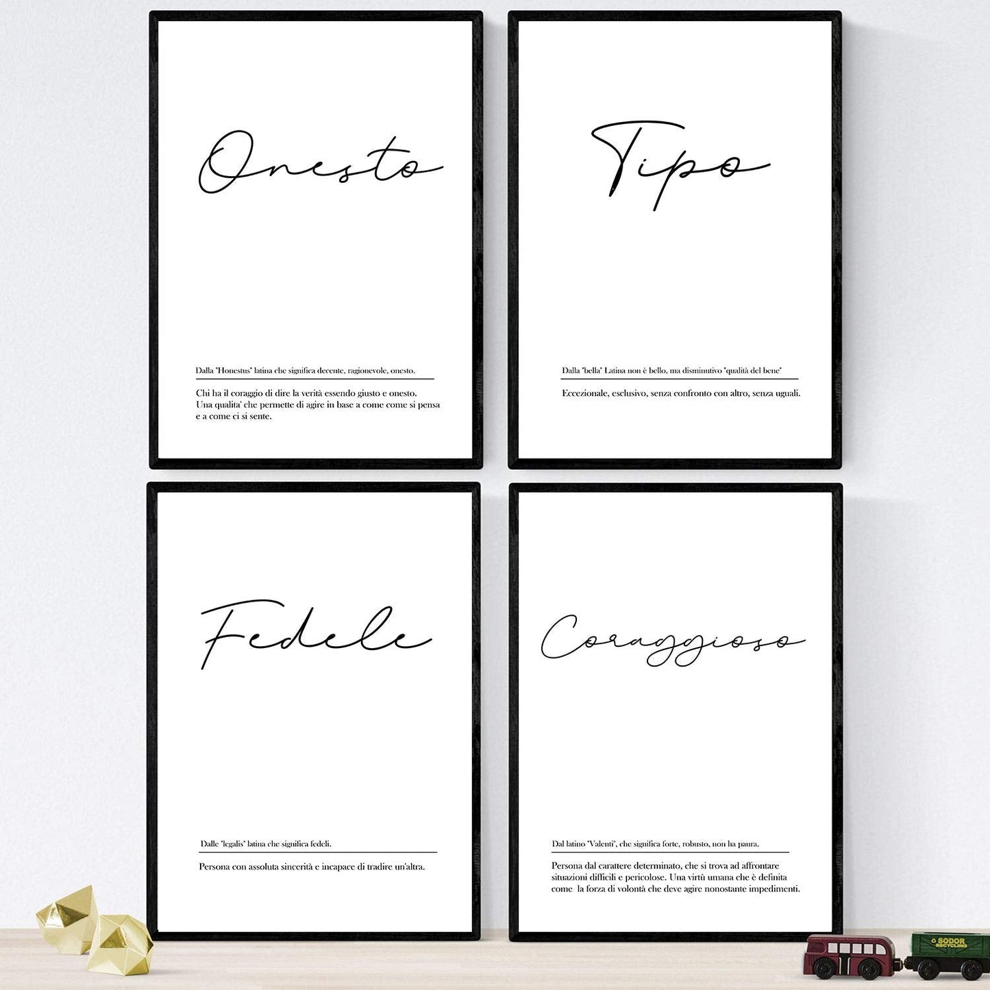 Set de cuatro láminas con definiciones de palabras en italiano. Poster 'Il mio compagno' de palabras con definiciones.-Artwork-Nacnic-Nacnic Estudio SL