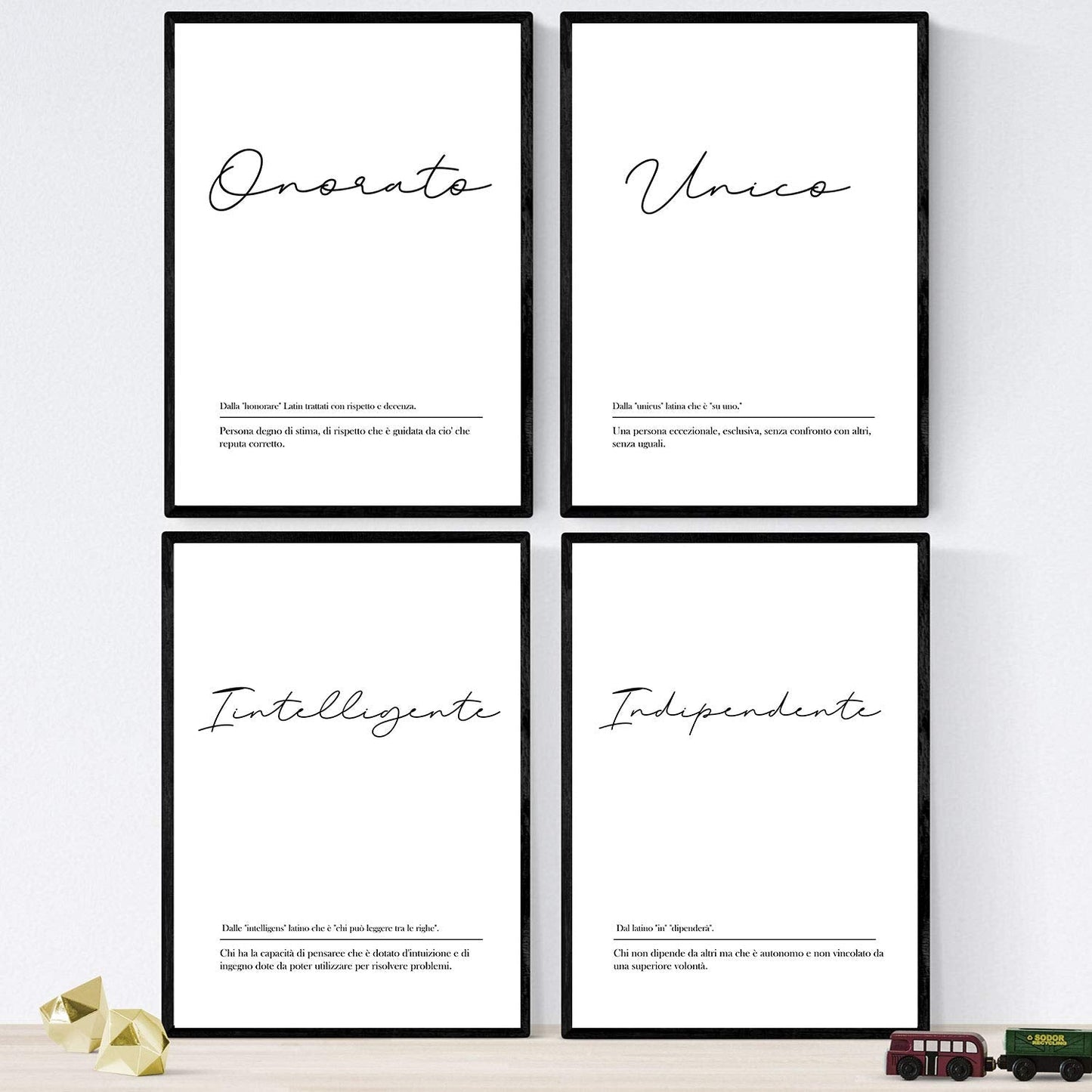 Set de cuatro láminas con definiciones de palabras en italiano. Poster 'Il mio ragazzo' de palabras con definiciones.-Artwork-Nacnic-Nacnic Estudio SL